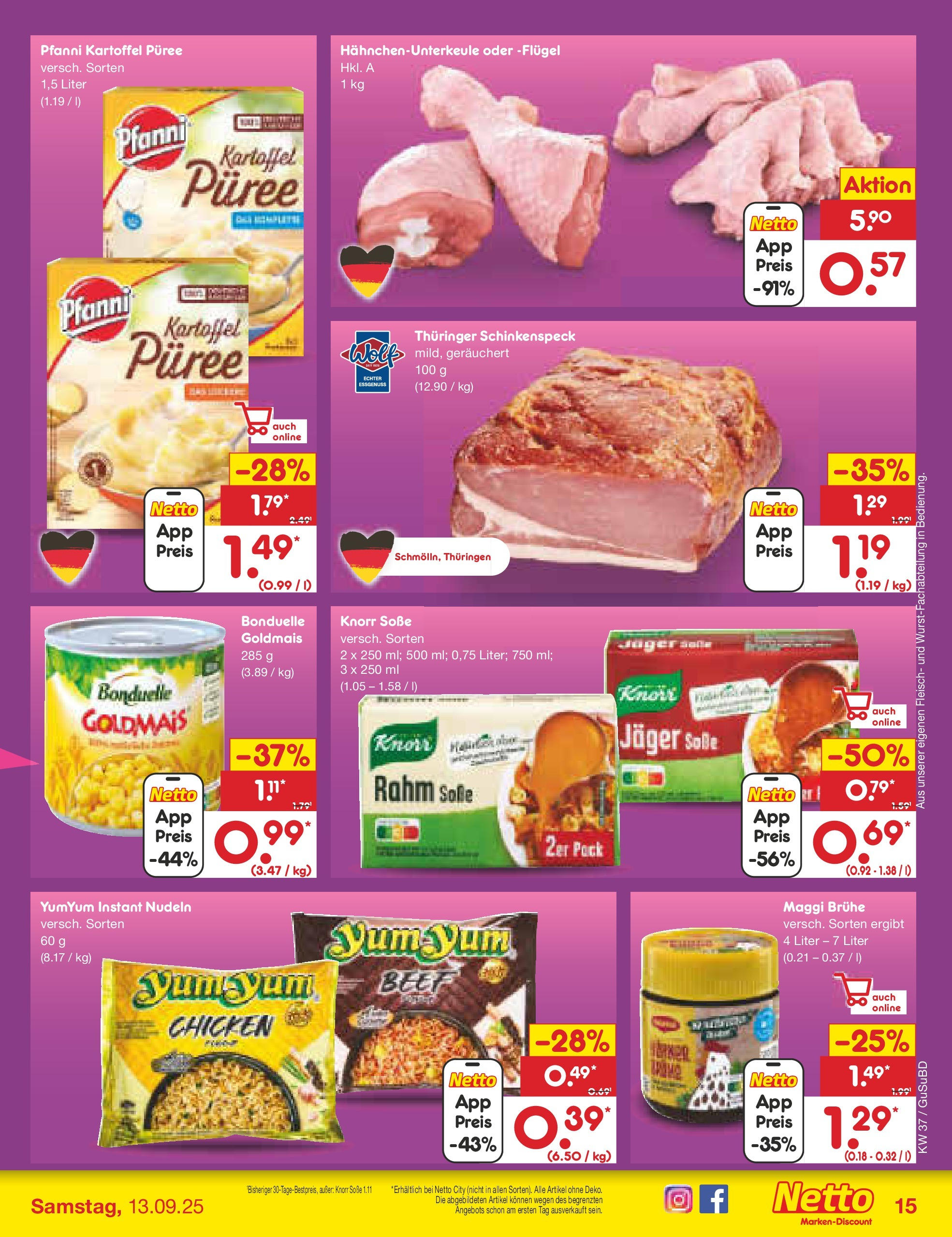 Netto Marken-Discount prospekt Glauchau	 (ab 07.09.2025) » Angebote | Seite: 15 | Produkte: Maggi, Knorr, Nudeln, Fleisch
