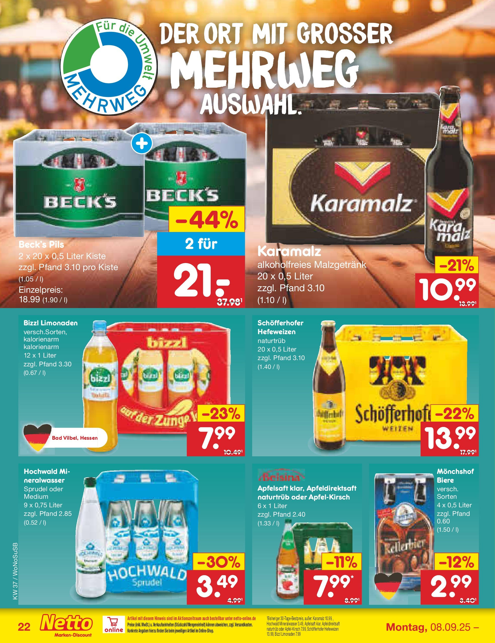 Netto Marken-Discount prospekt Mannheim (ab 07.09.2025) » Angebote | Seite: 30 | Produkte: Monchshof, Pils, Apfelsaft, Wasser Netto Marken-Discount prospekt Mannheim (ab 07.09.2025) » Angebote | Seite: 30 | Produkte: Monchshof, Pils, Apfelsaft, Wasser