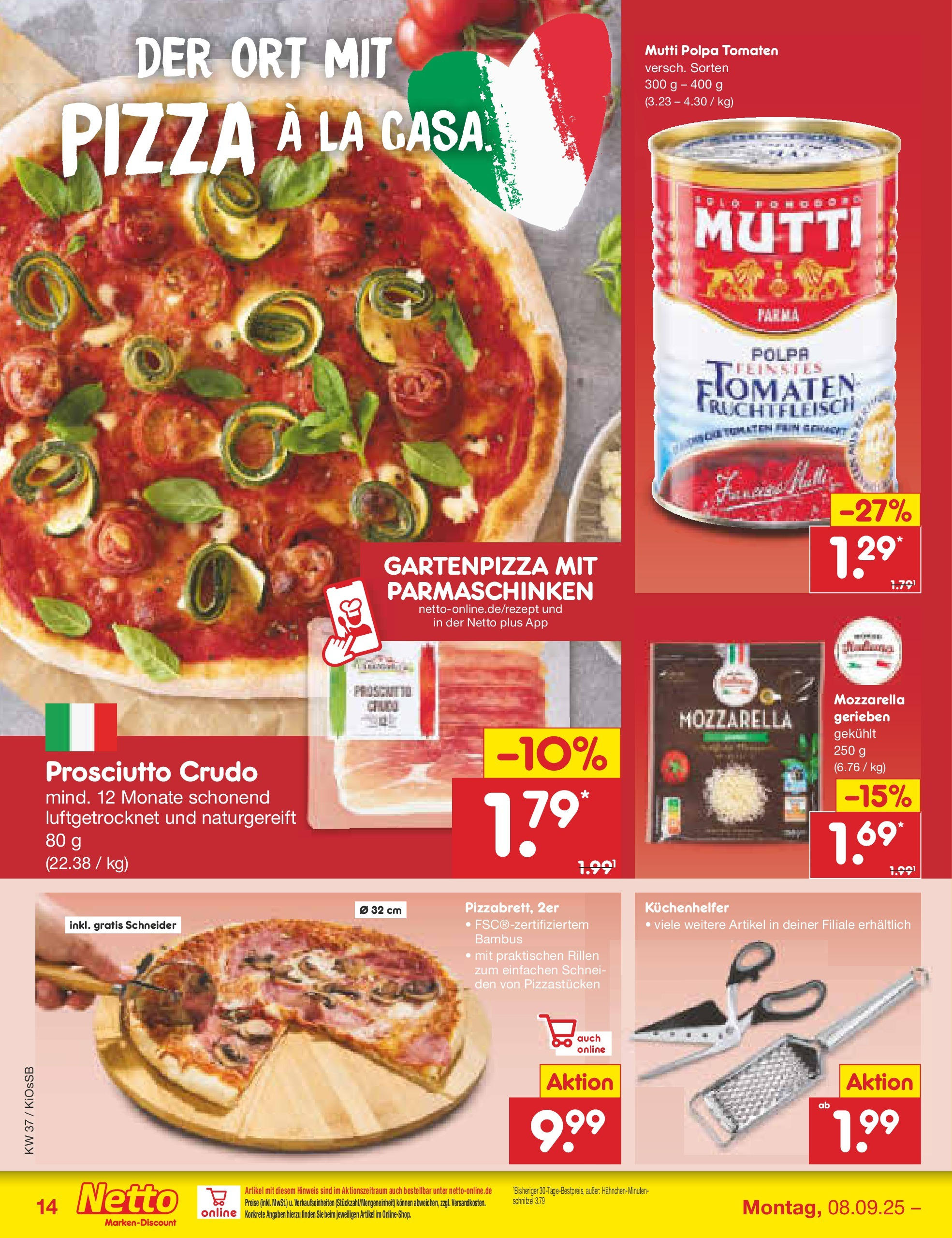 Netto Marken-Discount prospekt Oberasbach (ab 07.09.2025) » Angebote | Seite: 16 | Produkte: Mozzarella, Tomaten, Schnitzel, Pizza Netto Marken-Discount prospekt Oberasbach (ab 07.09.2025) » Angebote | Seite: 16 | Produkte: Mozzarella, Tomaten, Schnitzel, Pizza
