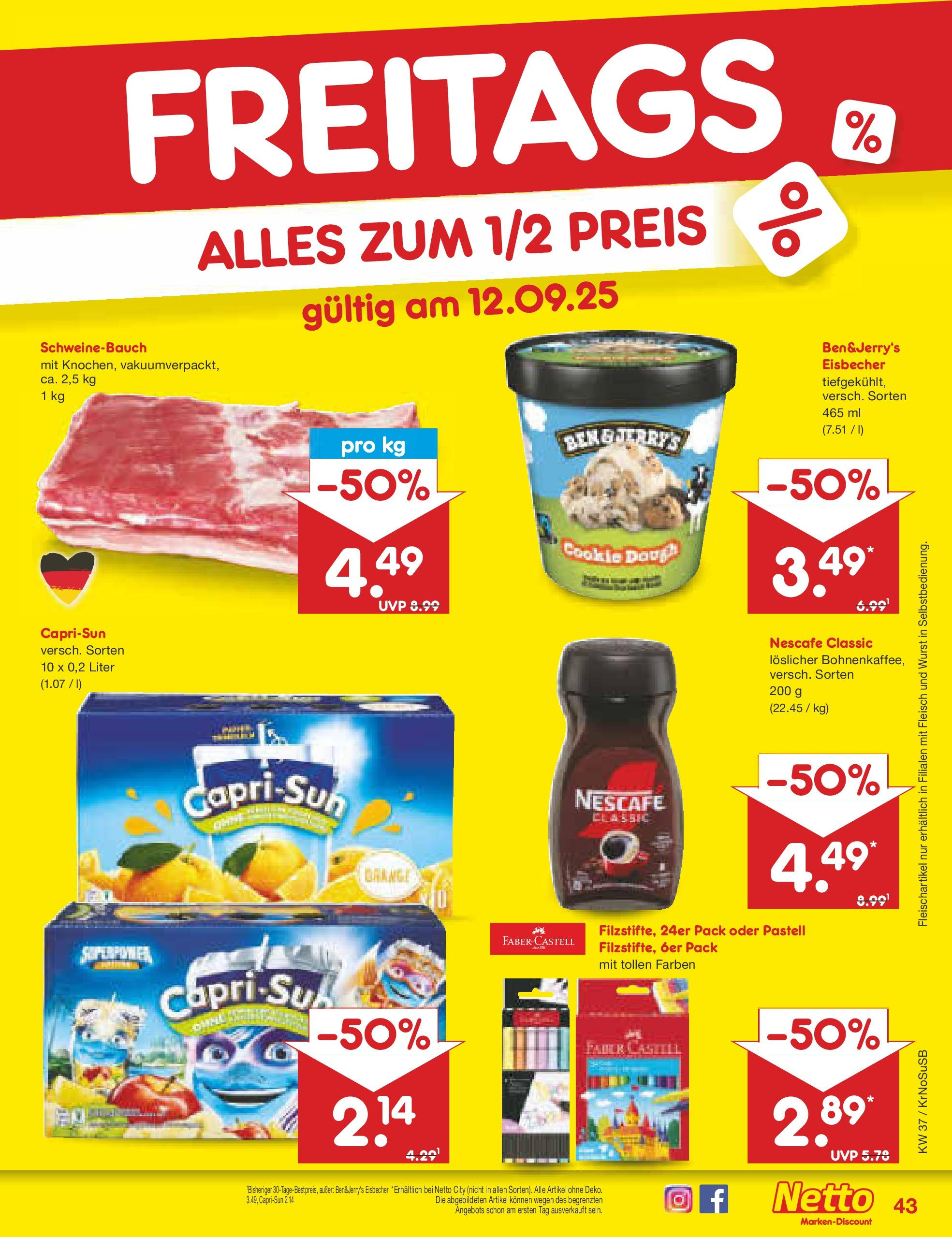 Netto Marken-Discount prospekt Duisburg	 (ab 08.09.2025) » Angebote | Seite: 63 | Produkte: Nescafe, Schweinebauch, Nescafe classic, Fleisch