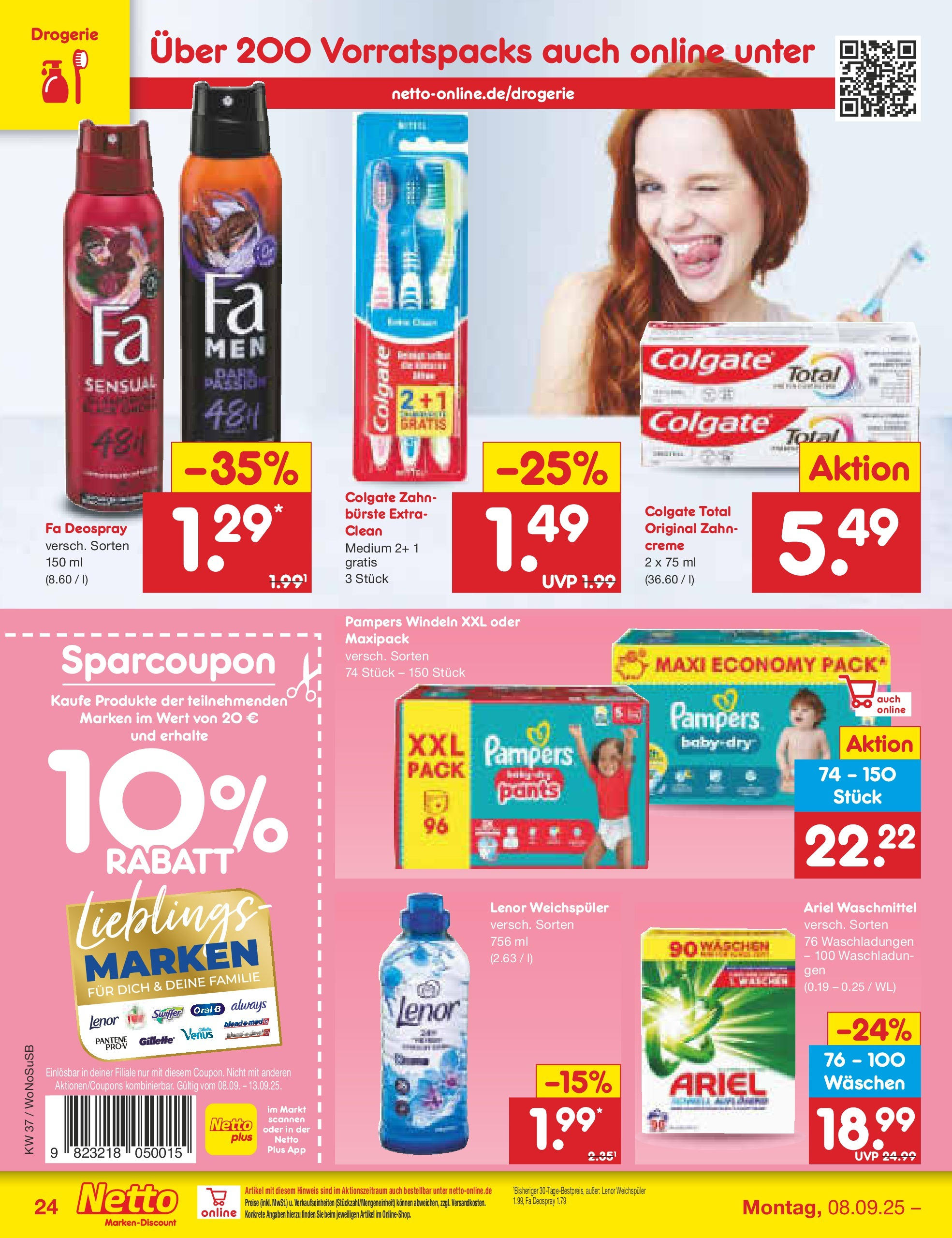 Netto Marken-Discount prospekt Mannheim (ab 07.09.2025) » Angebote | Seite: 34 | Produkte: Lenor, Ariel, Creme, Swiffer Netto Marken-Discount prospekt Mannheim (ab 07.09.2025) » Angebote | Seite: 34 | Produkte: Lenor, Ariel, Creme, Swiffer