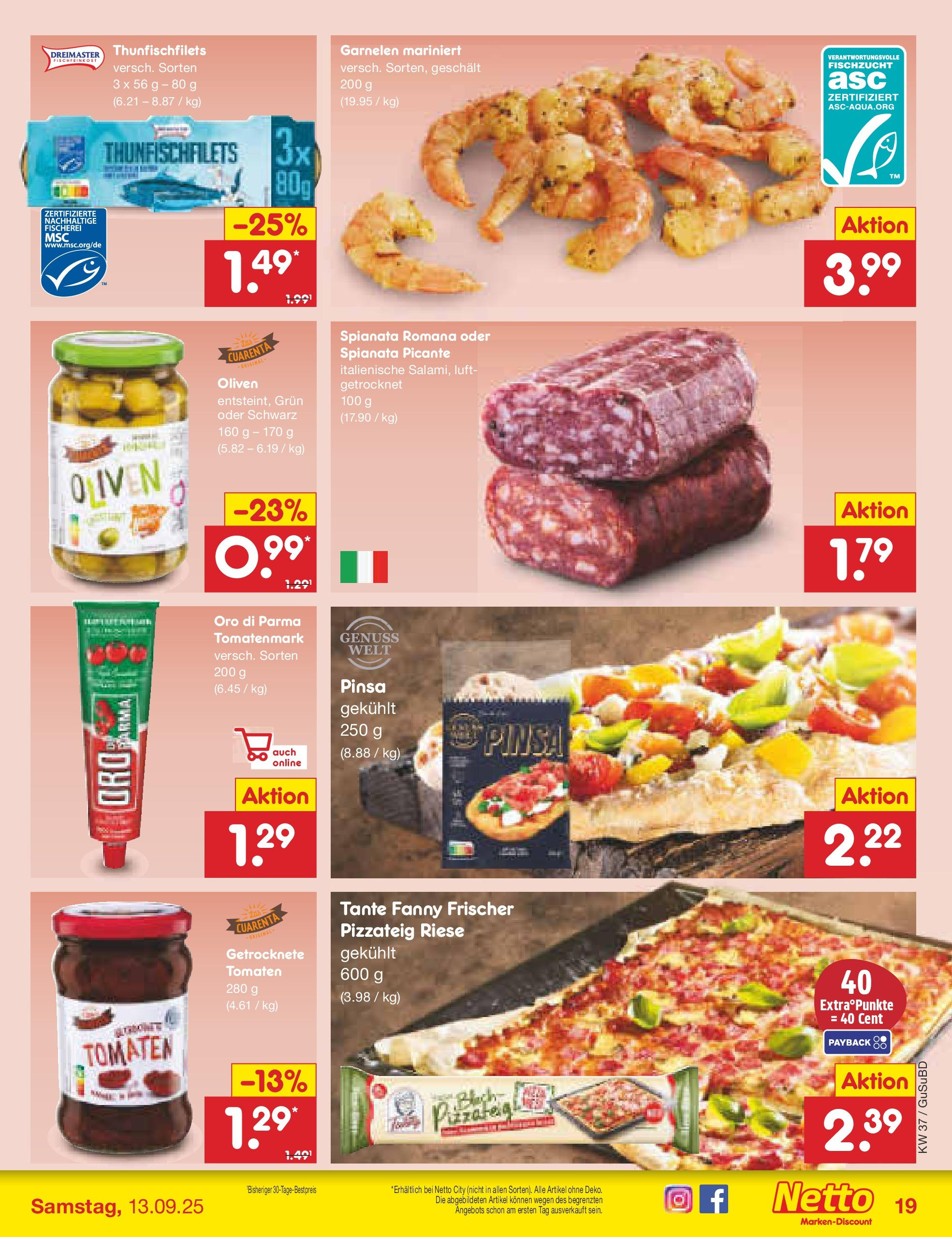 Netto Marken-Discount prospekt Glauchau	 (ab 07.09.2025) » Angebote | Seite: 21 | Produkte: Tomaten, Garnelen, Oro di parma