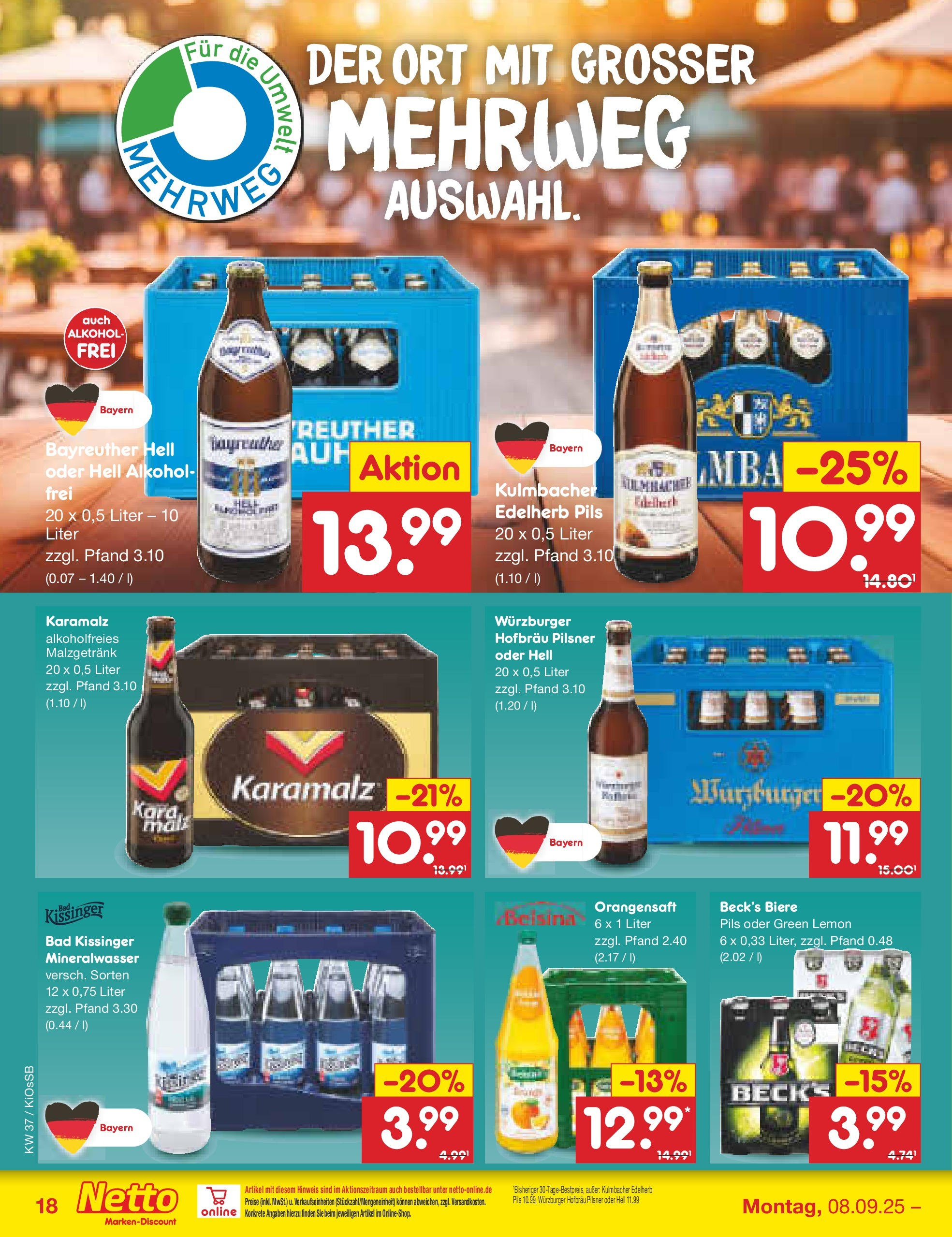 Netto Marken-Discount prospekt Oberasbach (ab 07.09.2025) » Angebote | Seite: 26 | Produkte: Bayreuther hell, Bad, Pils, Mineralwasser Netto Marken-Discount prospekt Oberasbach (ab 07.09.2025) » Angebote | Seite: 26 | Produkte: Bayreuther hell, Bad, Pils, Mineralwasser