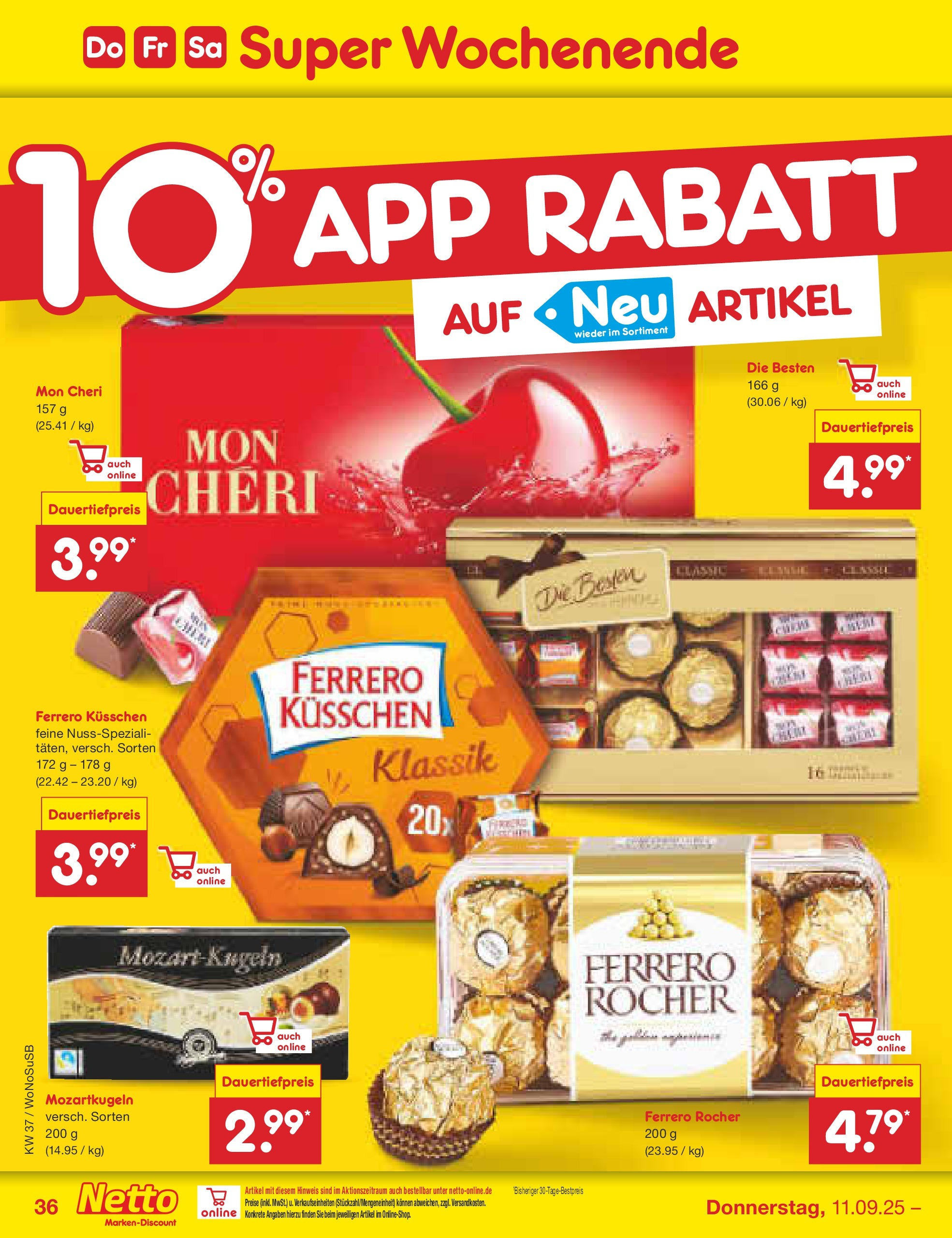 Netto Marken-Discount prospekt Mannheim (ab 07.09.2025) » Angebote | Seite: 52 | Produkte: Ferrero rocher, Mon cheri Netto Marken-Discount prospekt Mannheim (ab 07.09.2025) » Angebote | Seite: 52 | Produkte: Ferrero rocher, Mon cheri