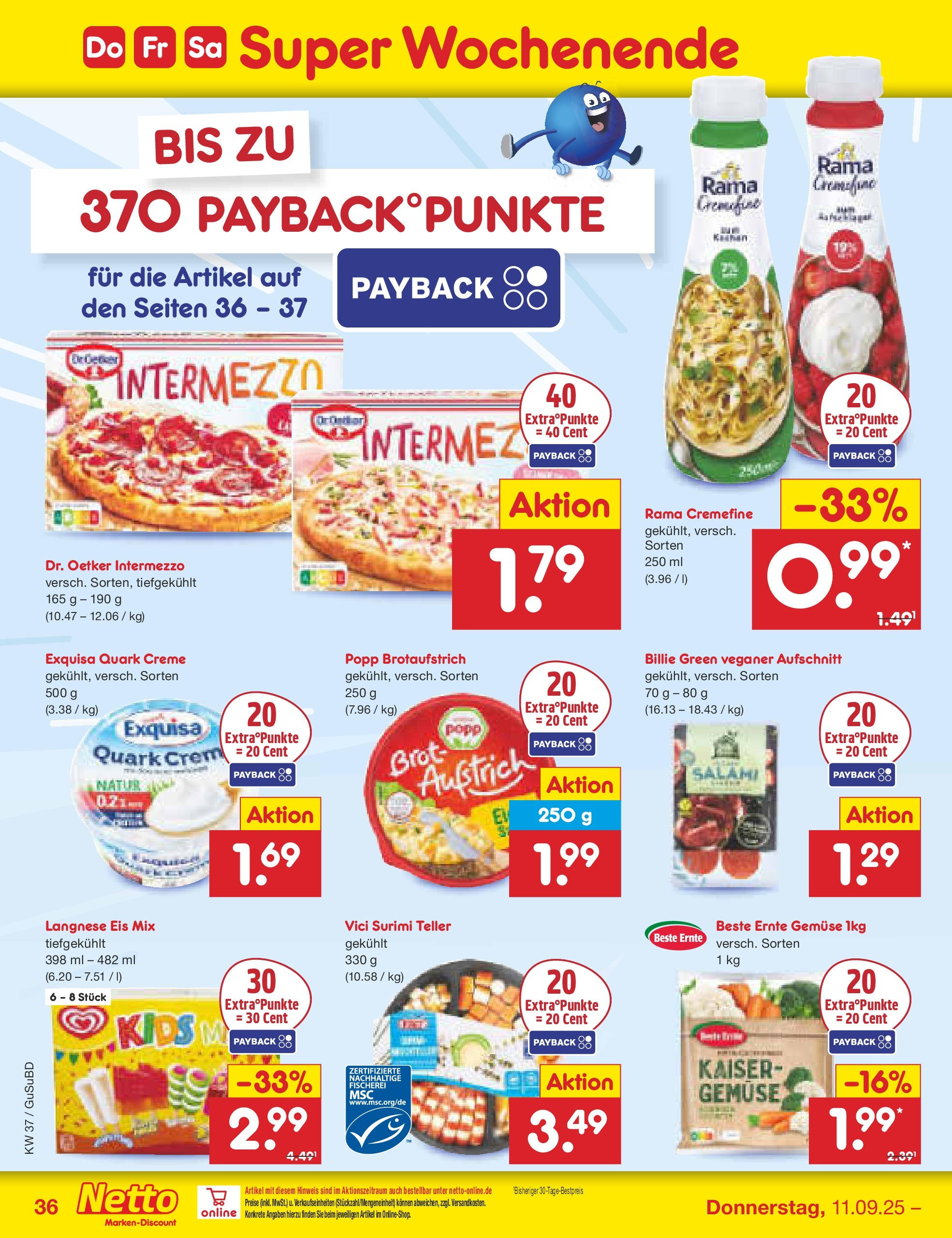 Netto Marken-Discount prospekt Glauchau	 (ab 07.09.2025) » Angebote | Seite: 52 | Produkte: Quark, Creme, Exquisa, Gemüse