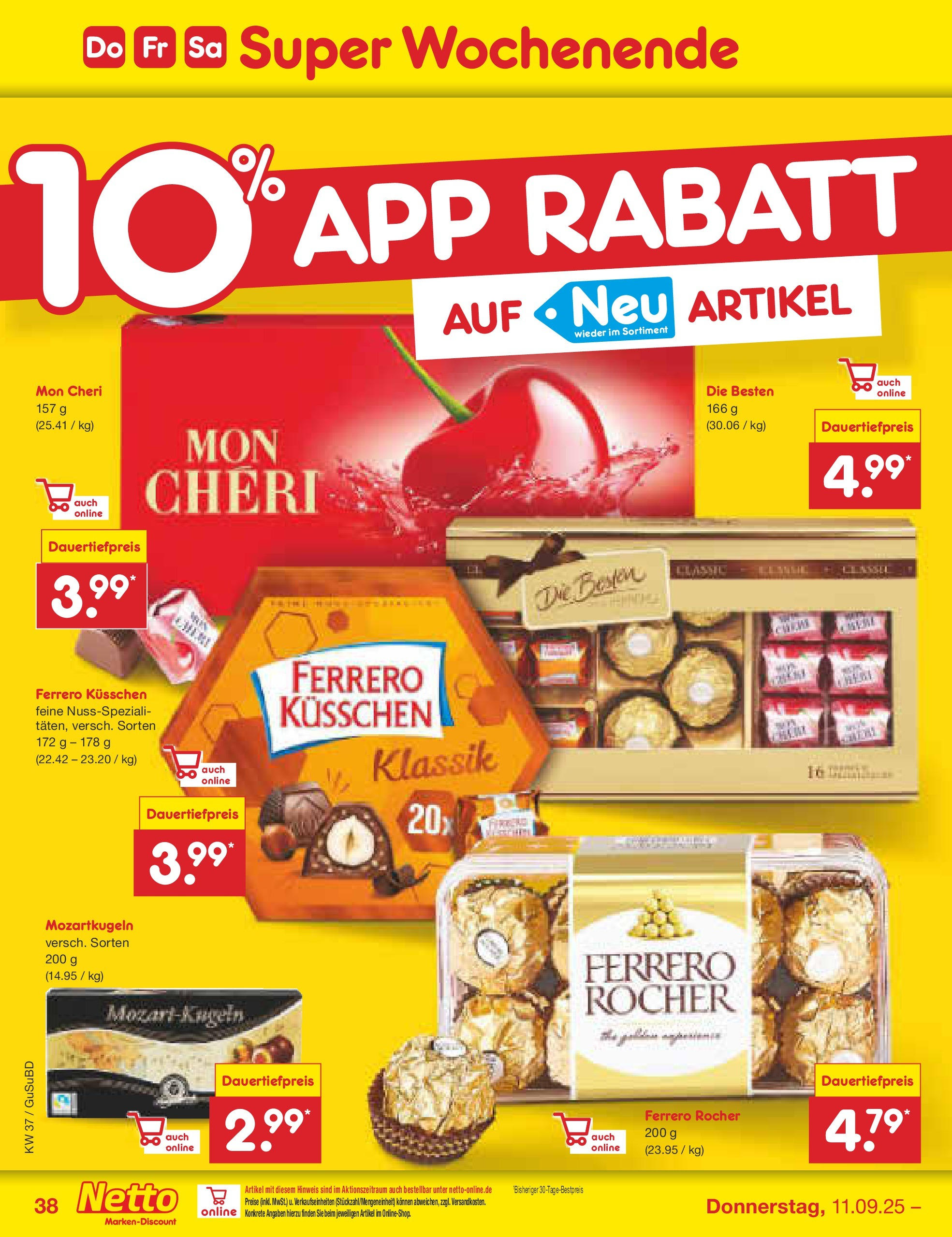 Netto Marken-Discount prospekt Glauchau	 (ab 07.09.2025) » Angebote | Seite: 54 | Produkte: Ferrero rocher, Mon cheri