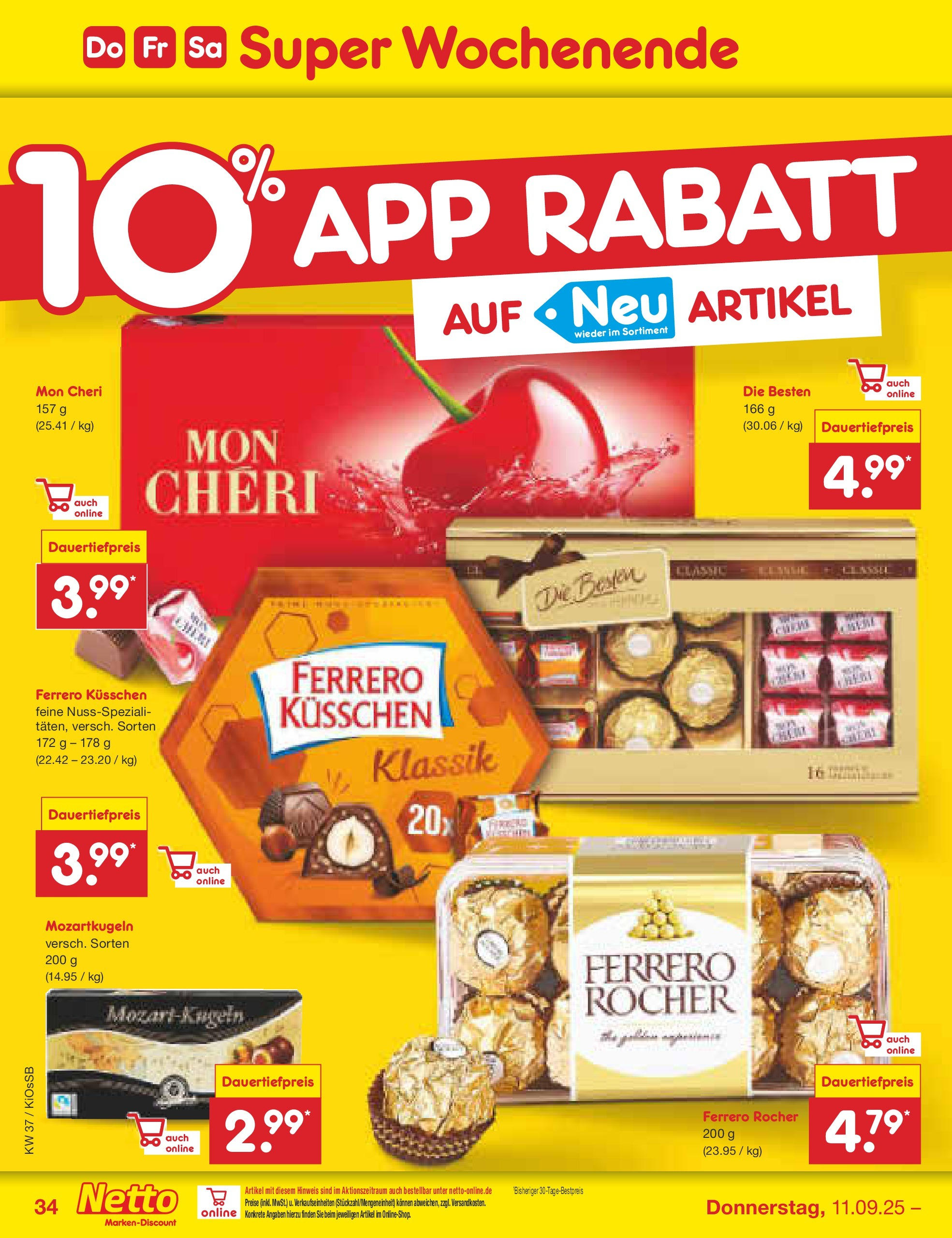 Netto Marken-Discount prospekt Oberasbach (ab 07.09.2025) » Angebote | Seite: 52 | Produkte: Ferrero rocher, Mon cheri Netto Marken-Discount prospekt Oberasbach (ab 07.09.2025) » Angebote | Seite: 52 | Produkte: Ferrero rocher, Mon cheri