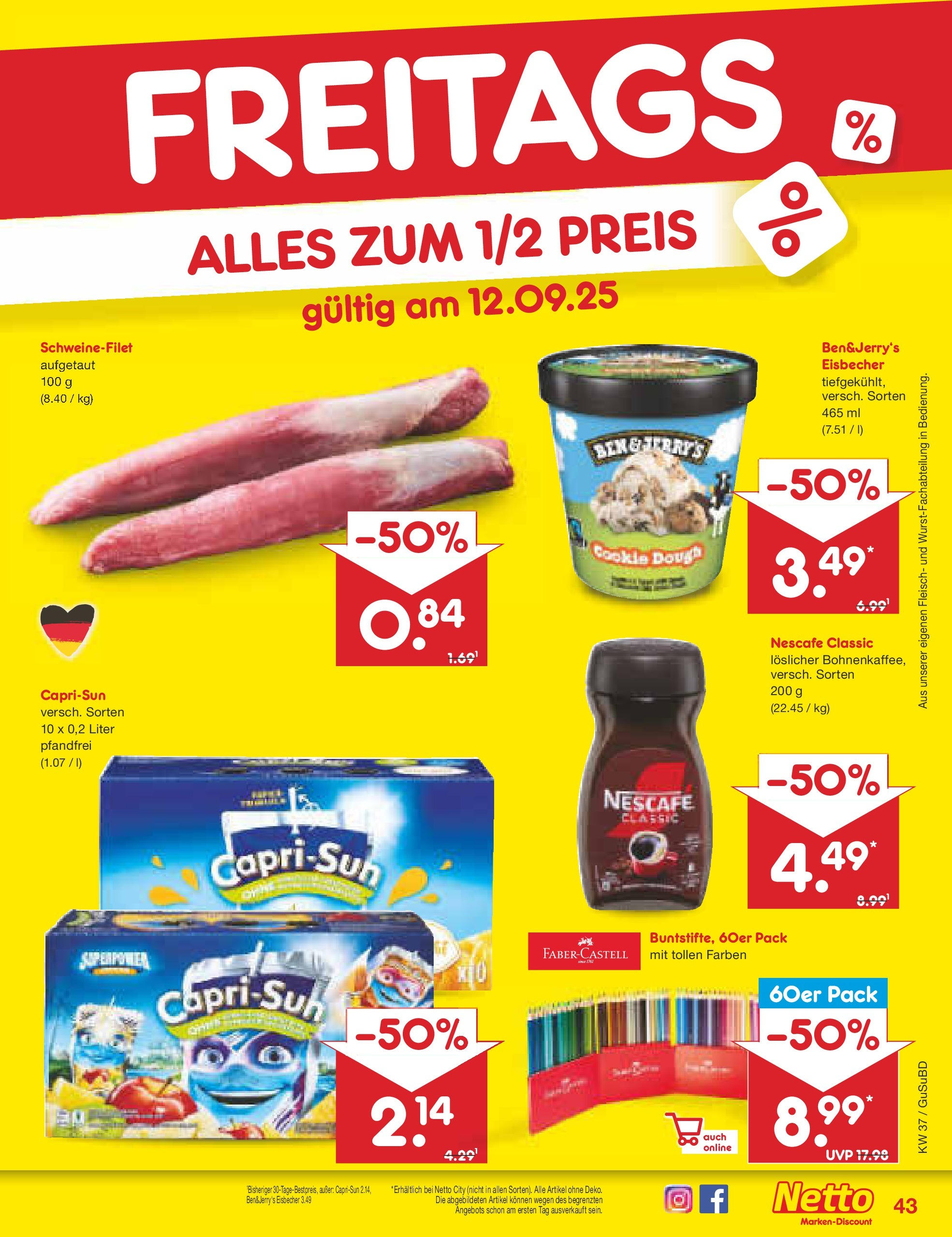 Netto Marken-Discount prospekt Glauchau	 (ab 07.09.2025) » Angebote | Seite: 63 | Produkte: Nescafe, Schweinefilet, Nescafe classic, Fleisch