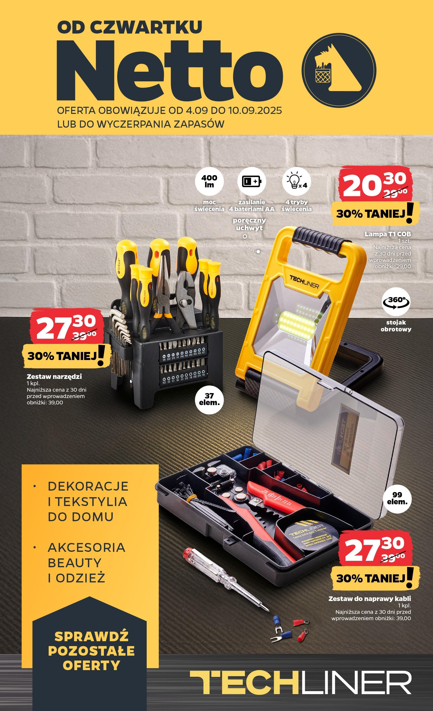 Netto gazetka - Non Food od 04.09.2025 | Promocje | Strona: 1 | Produkty: Zestaw narzędzi, Lampa, Tekstylia Netto gazetka - Non Food od 04.09.2025 - Aktualne promocje | Strona: 1 | Produkty: Zestaw narzędzi, Lampa, Tekstylia