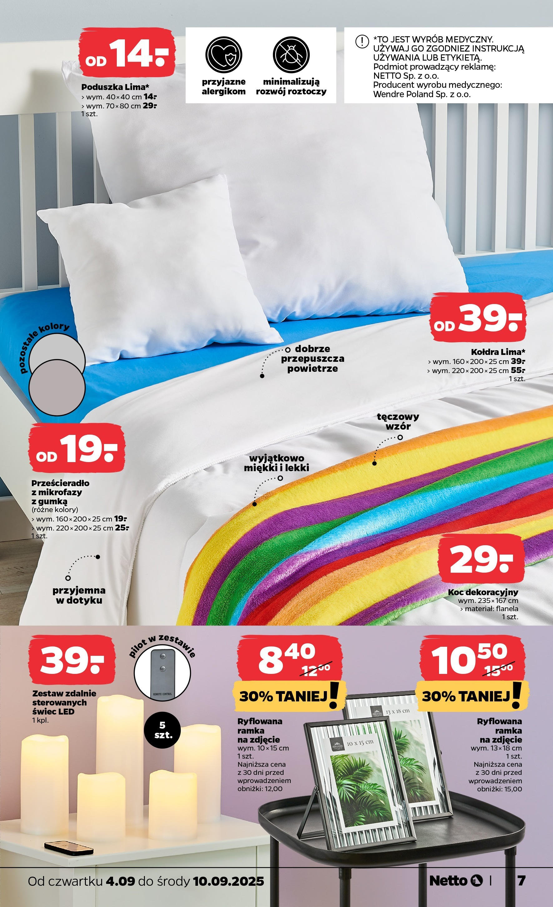 Netto gazetka - Non Food od 04.09.2025 | Promocje | Strona: 7 | Produkty: Poduszka, Koc, Kołdra, Ramka Netto gazetka - Non Food od 04.09.2025 - Aktualne promocje | Strona: 7 | Produkty: Poduszka, Koc, Kołdra, Ramka