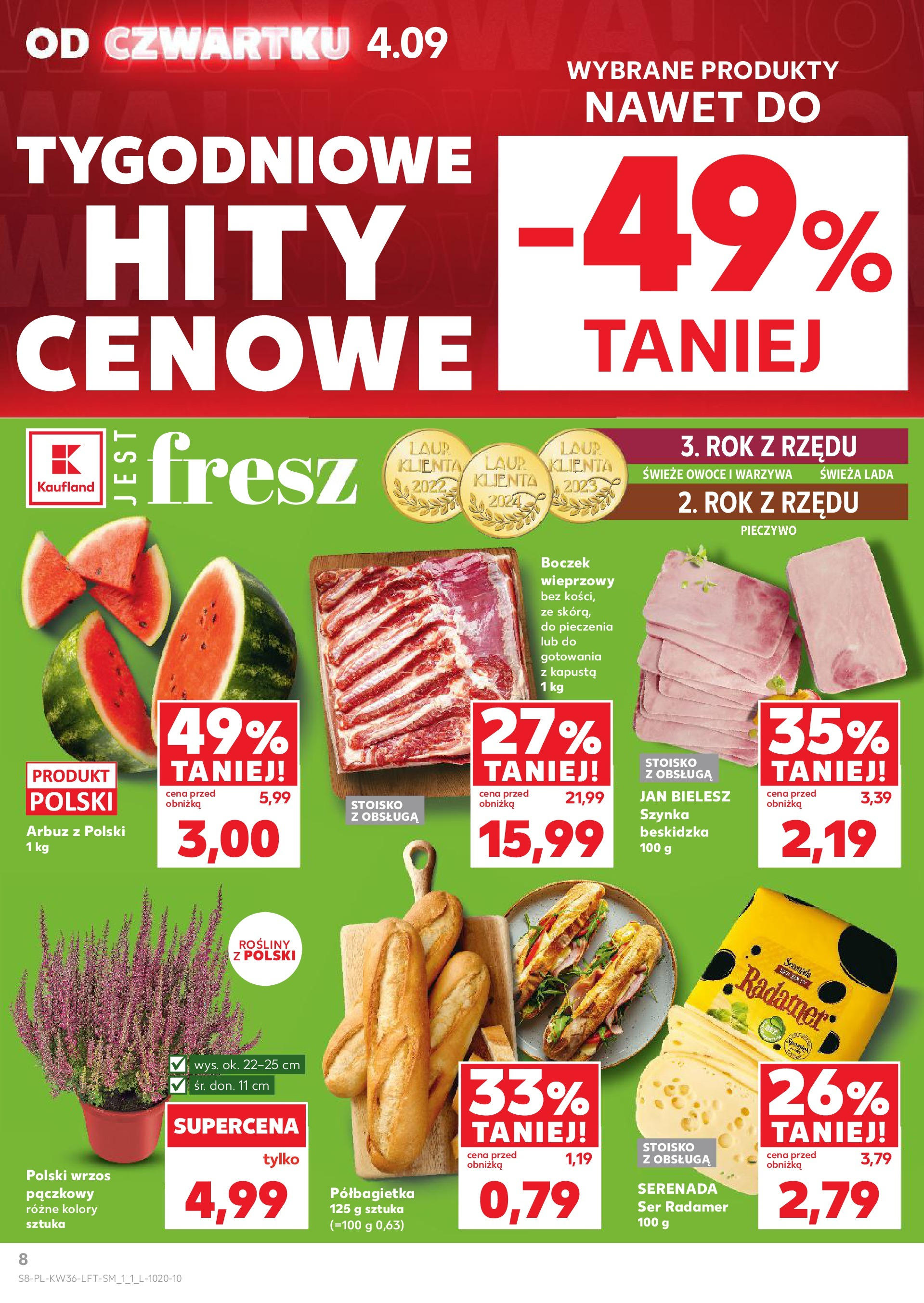 Kaufland gazetka (04.09.2025) - od jutra | Strona: 8 | Produkty: Pieczywo, Boczek wieprzowy, Boczek, Ser Kaufland gazetka od 04.09.2025 - od jutra PDF | Strona: 8 | Produkty: Pieczywo, Boczek wieprzowy, Boczek, Ser