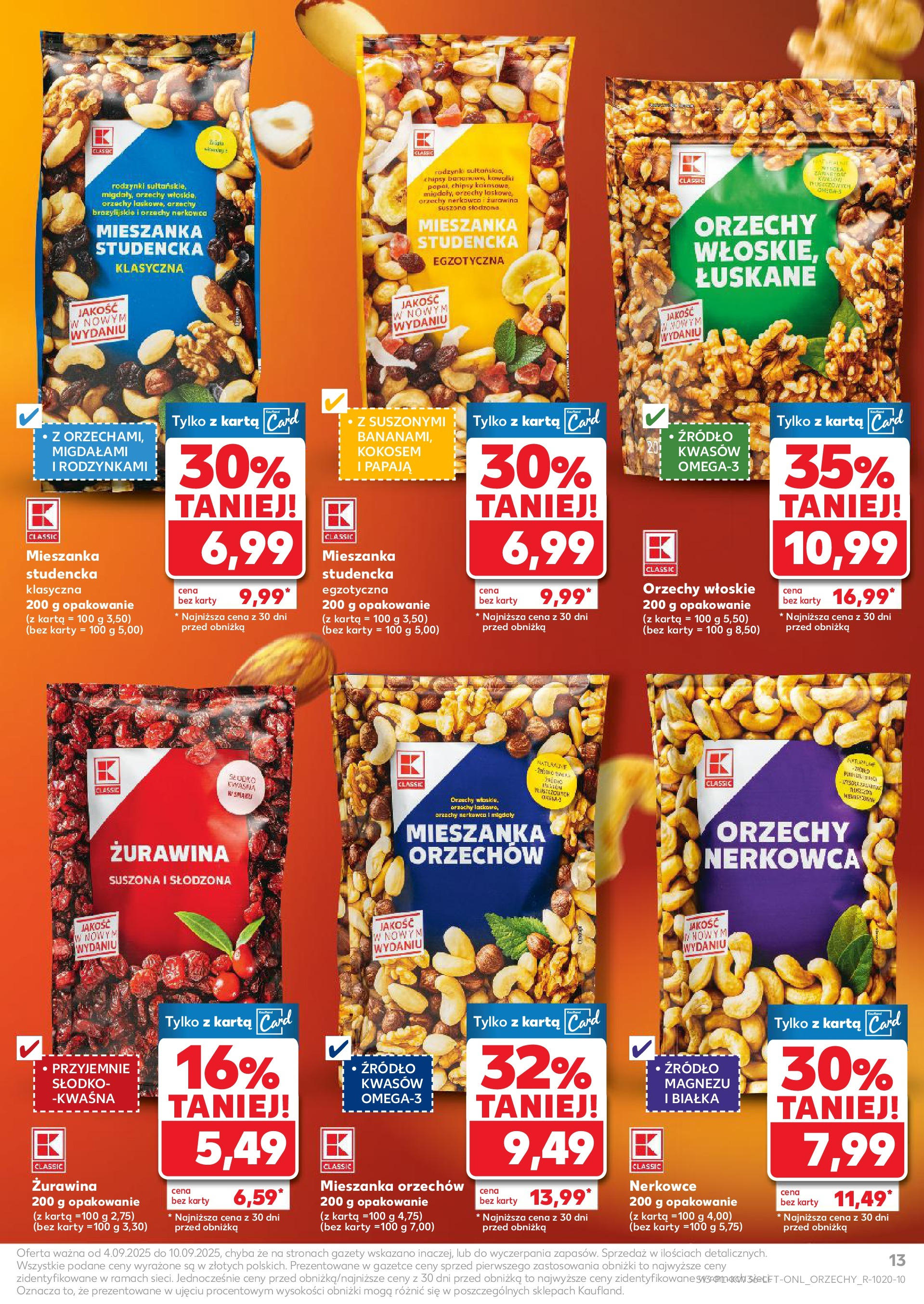 Kaufland gazetka (04.09.2025) - od jutra | Strona: 13 | Produkty: Karta, Chipsy, Żurawina, Rodzynki Kaufland gazetka od 04.09.2025 - od jutra PDF | Strona: 13 | Produkty: Karta, Chipsy, Żurawina, Rodzynki