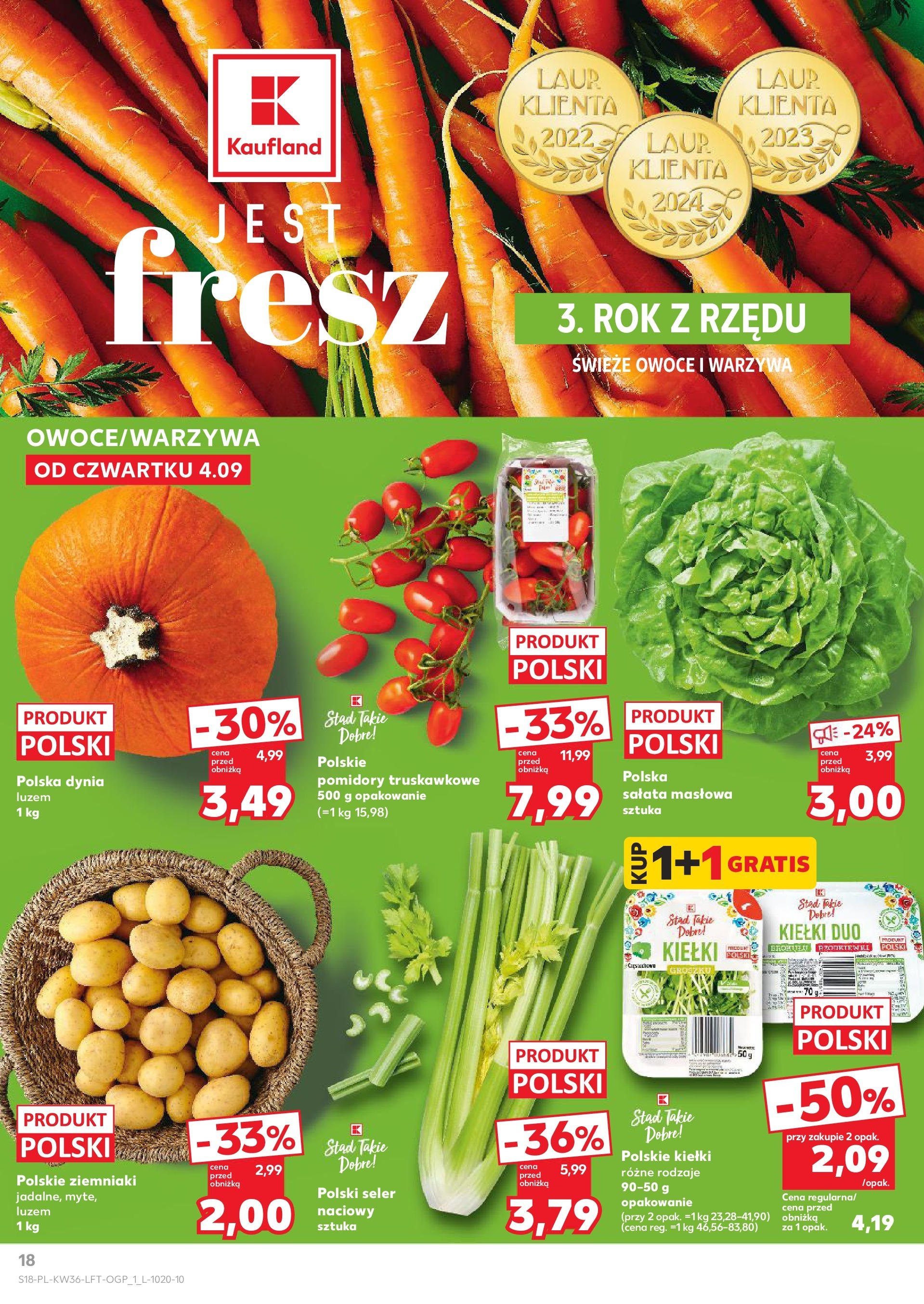 Kaufland gazetka (04.09.2025) - od jutra | Strona: 18 | Produkty: Dynia, Seler naciowy, Ziemniaki, Warzywa Kaufland gazetka od 04.09.2025 - od jutra PDF | Strona: 18 | Produkty: Dynia, Seler naciowy, Ziemniaki, Warzywa