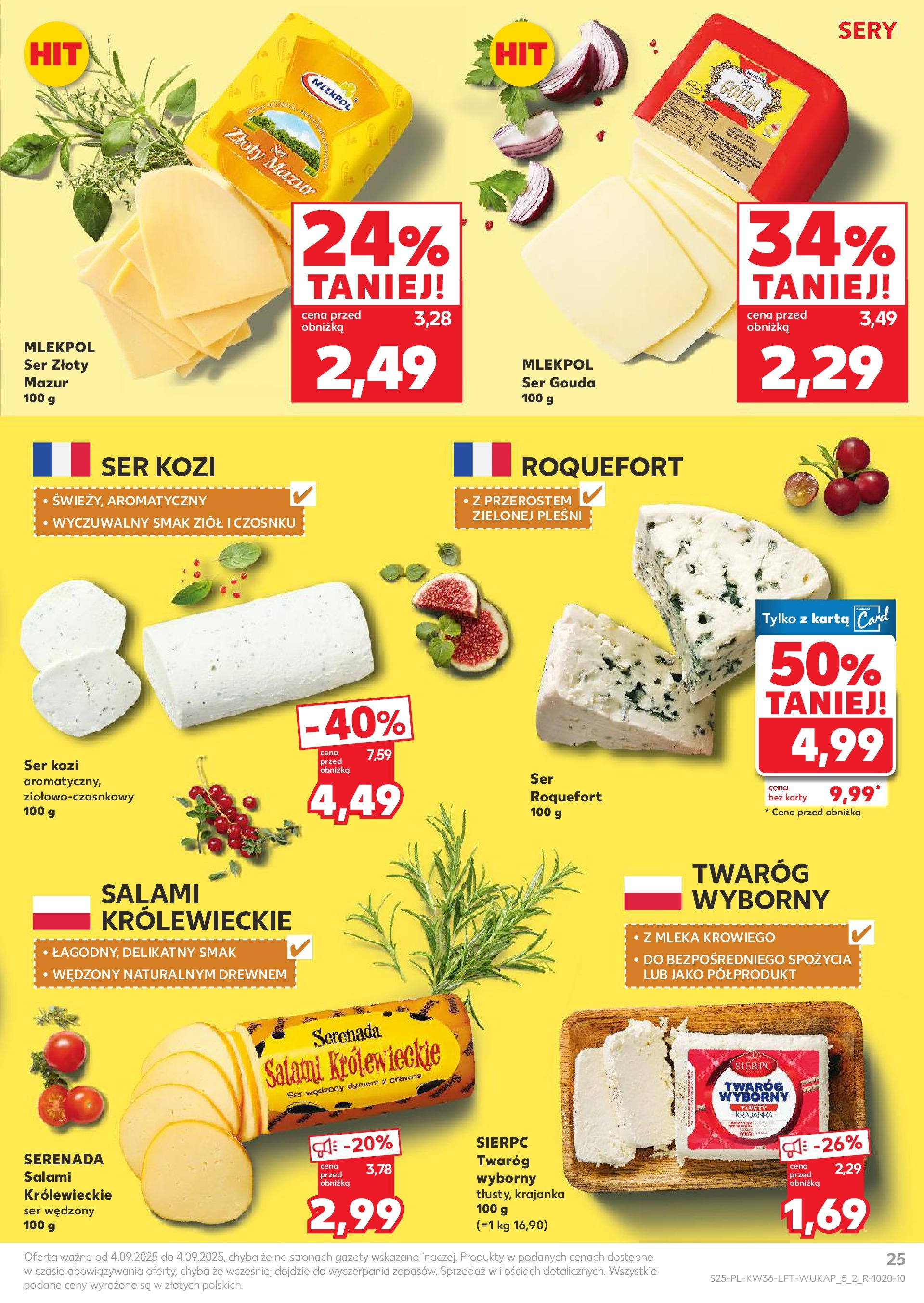 Kaufland gazetka (04.09.2025) - od jutra | Strona: 25 | Produkty: Karta, Mleka, Salami, Twaróg Kaufland gazetka od 04.09.2025 - od jutra PDF | Strona: 25 | Produkty: Karta, Mleka, Salami, Twaróg