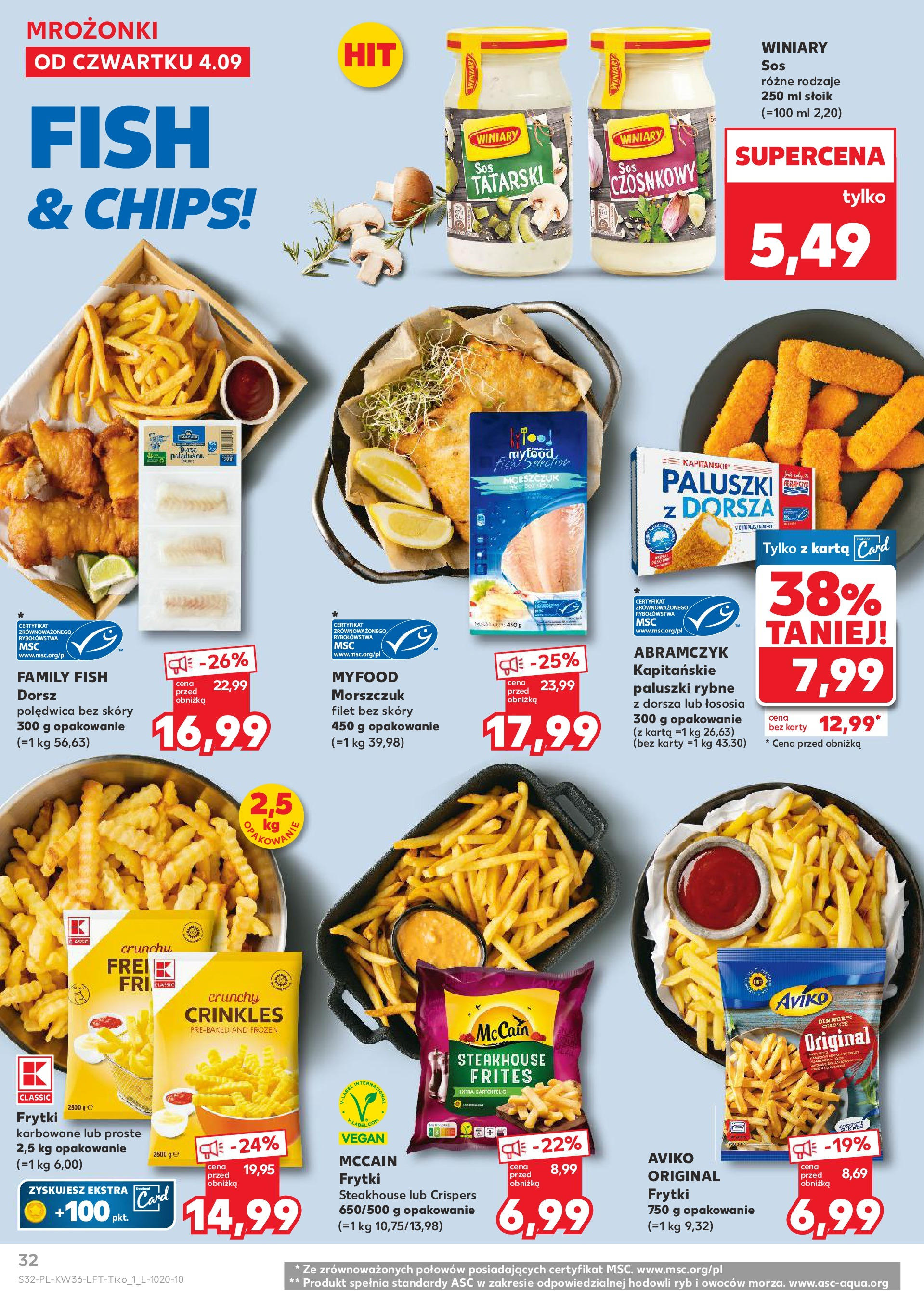 Kaufland gazetka (04.09.2025) - od jutra | Strona: 32 | Produkty: Dorsz, Paluszki rybne, Morszczuk, Paluszki Kaufland gazetka od 04.09.2025 - od jutra PDF | Strona: 32 | Produkty: Dorsz, Paluszki rybne, Morszczuk, Paluszki