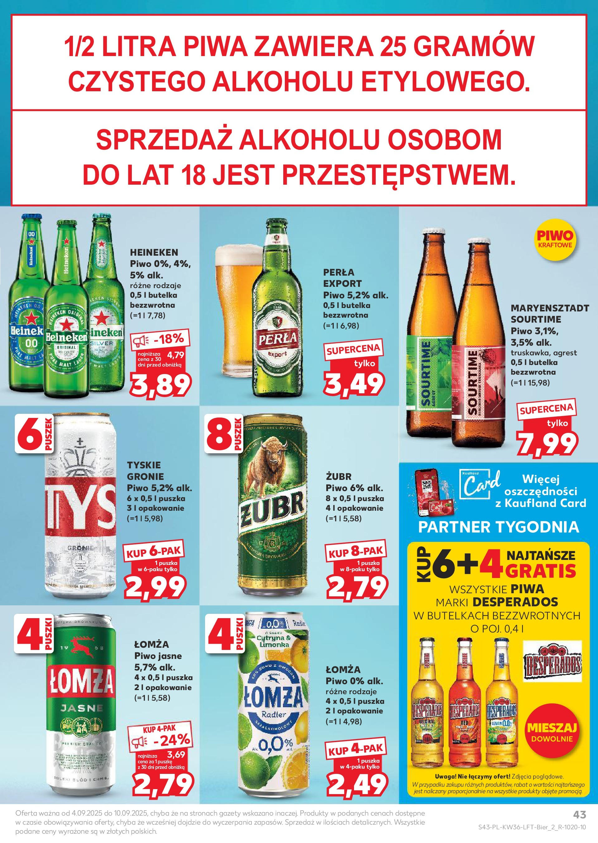 Kaufland gazetka (04.09.2025) - od jutra | Strona: 43 | Produkty: Cytryna, Limonka, Tyskie, Heineken Kaufland gazetka od 04.09.2025 - od jutra PDF | Strona: 43 | Produkty: Cytryna, Limonka, Tyskie, Heineken