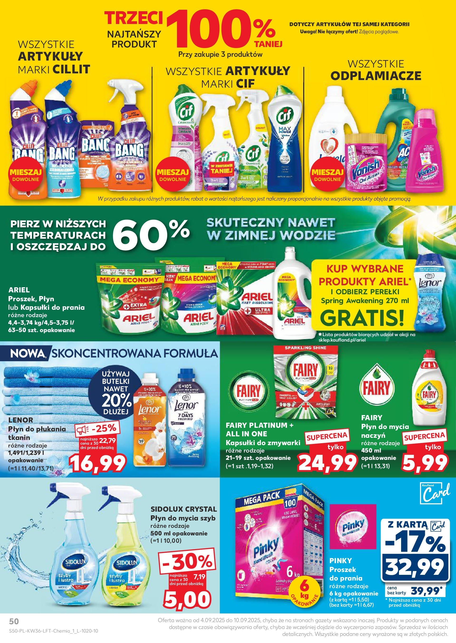 Kaufland gazetka (04.09.2025) - od jutra | Strona: 50 | Produkty: Karta, Vanish, Płyn do mycia szyb, Ariel Kaufland gazetka od 04.09.2025 - od jutra PDF | Strona: 50 | Produkty: Karta, Vanish, Płyn do mycia szyb, Ariel