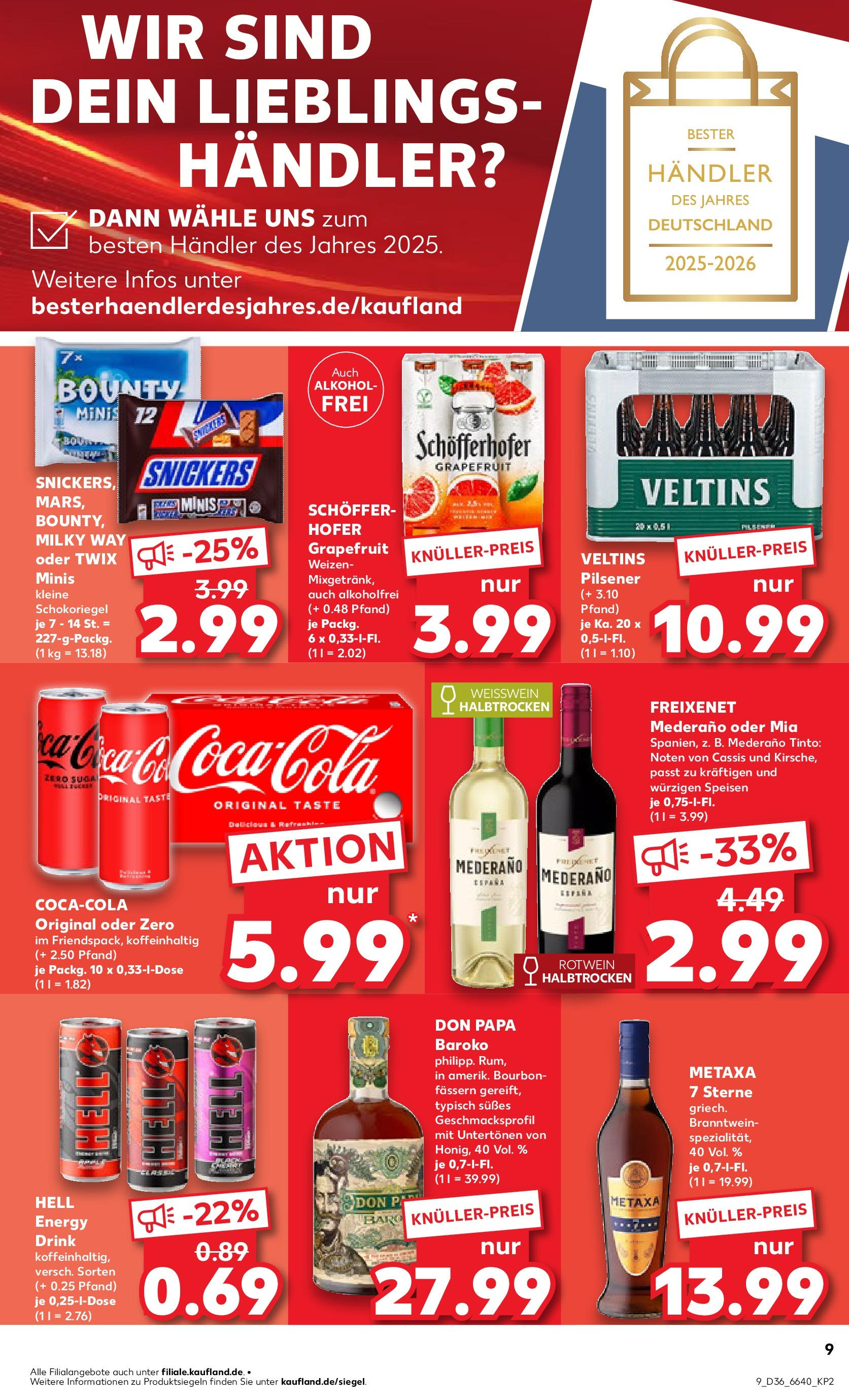 Prospekt Kaufland ab 04.09.2025 » Angebote und Werbung Online | Seite: 9 | Produkte: Rotwein, Weißwein halbtrocken, Mars, Veltins Prospekt Kaufland ab 04.09.2025 » Angebote Online zum Blättern | Seite: 9 | Produkte: Rotwein, Weißwein halbtrocken, Mars, Veltins