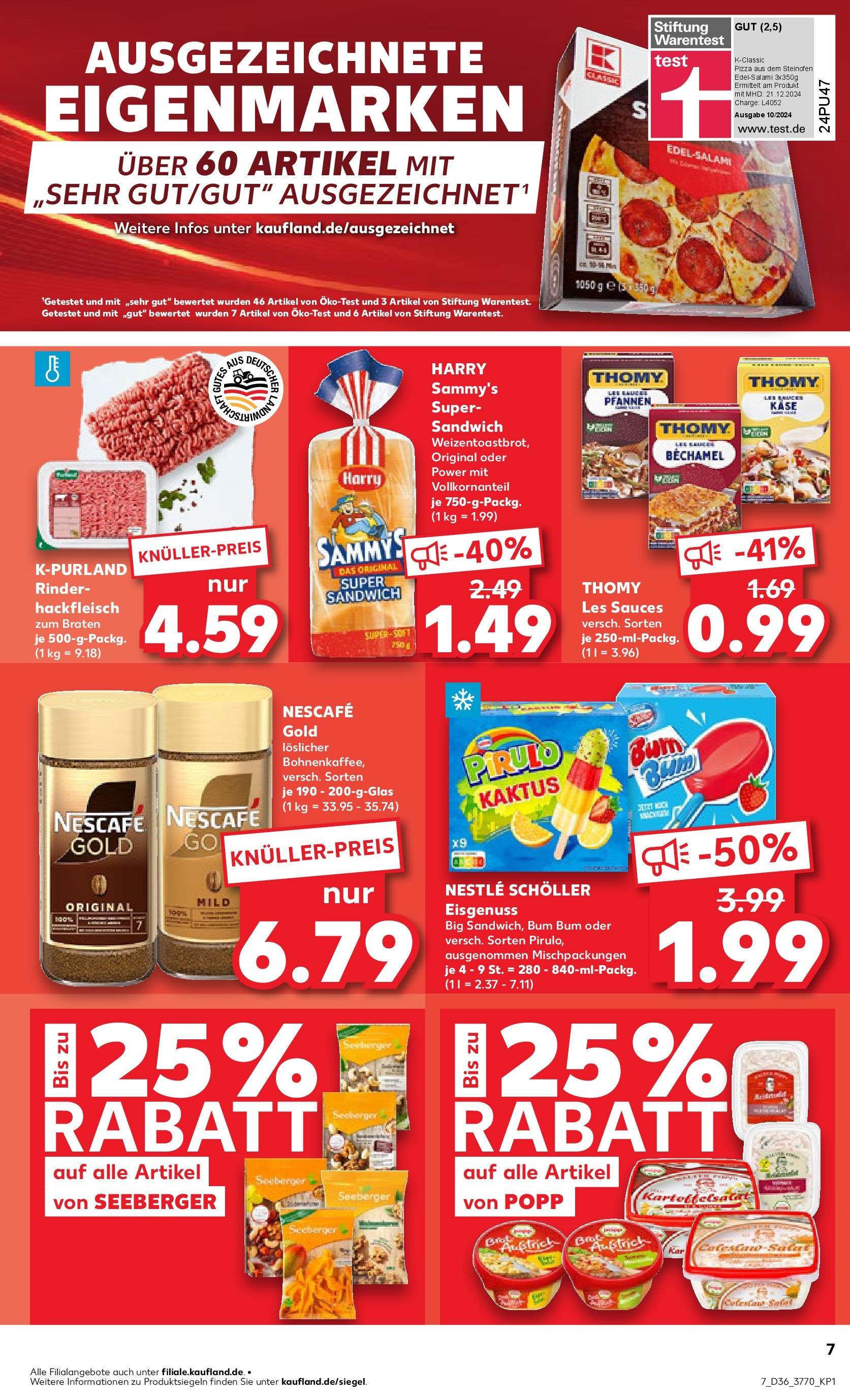 Prospekt Kaufland ab 04.09.2025 » Angebote und Werbung Online | Seite: 7 | Produkte: Thomy les sauces, Brot, Pizza, Nescafe gold Prospekt Kaufland ab 04.09.2025 » Angebote Online zum Blättern | Seite: 7 | Produkte: Thomy les sauces, Brot, Pizza, Nescafe gold