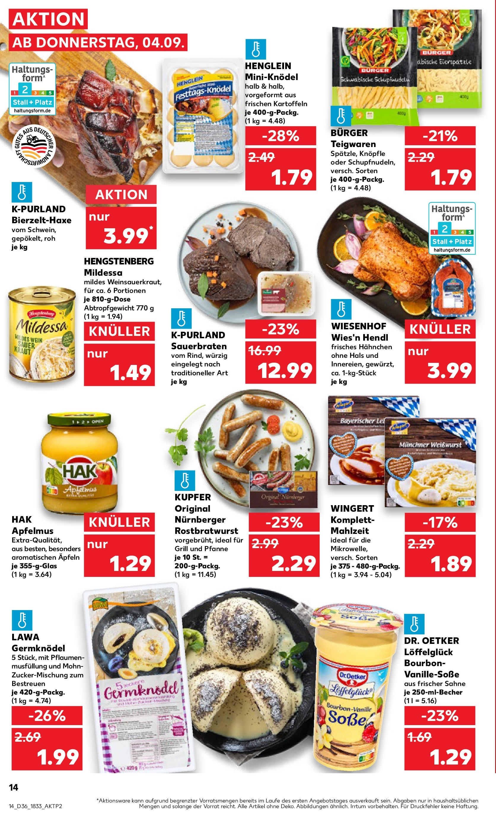 Prospekt Kaufland ab 04.09.2025 » Angebote und Werbung Online | Seite: 14 | Produkte: Weißwurst, Soße, Kraut, Sahne Prospekt Kaufland ab 04.09.2025 » Angebote Online zum Blättern | Seite: 14 | Produkte: Weißwurst, Soße, Kraut, Sahne