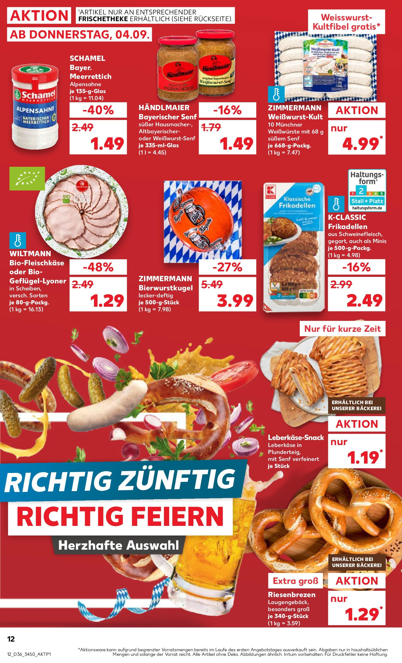 Prospekt Kaufland ab 04.09.2025 » Angebote und Werbung Online | Seite: 12 | Produkte: Bäckerei, Weißwurst, Leberkase Prospekt Kaufland ab 04.09.2025 » Angebote Online zum Blättern | Seite: 12 | Produkte: Bäckerei, Weißwurst, Leberkase