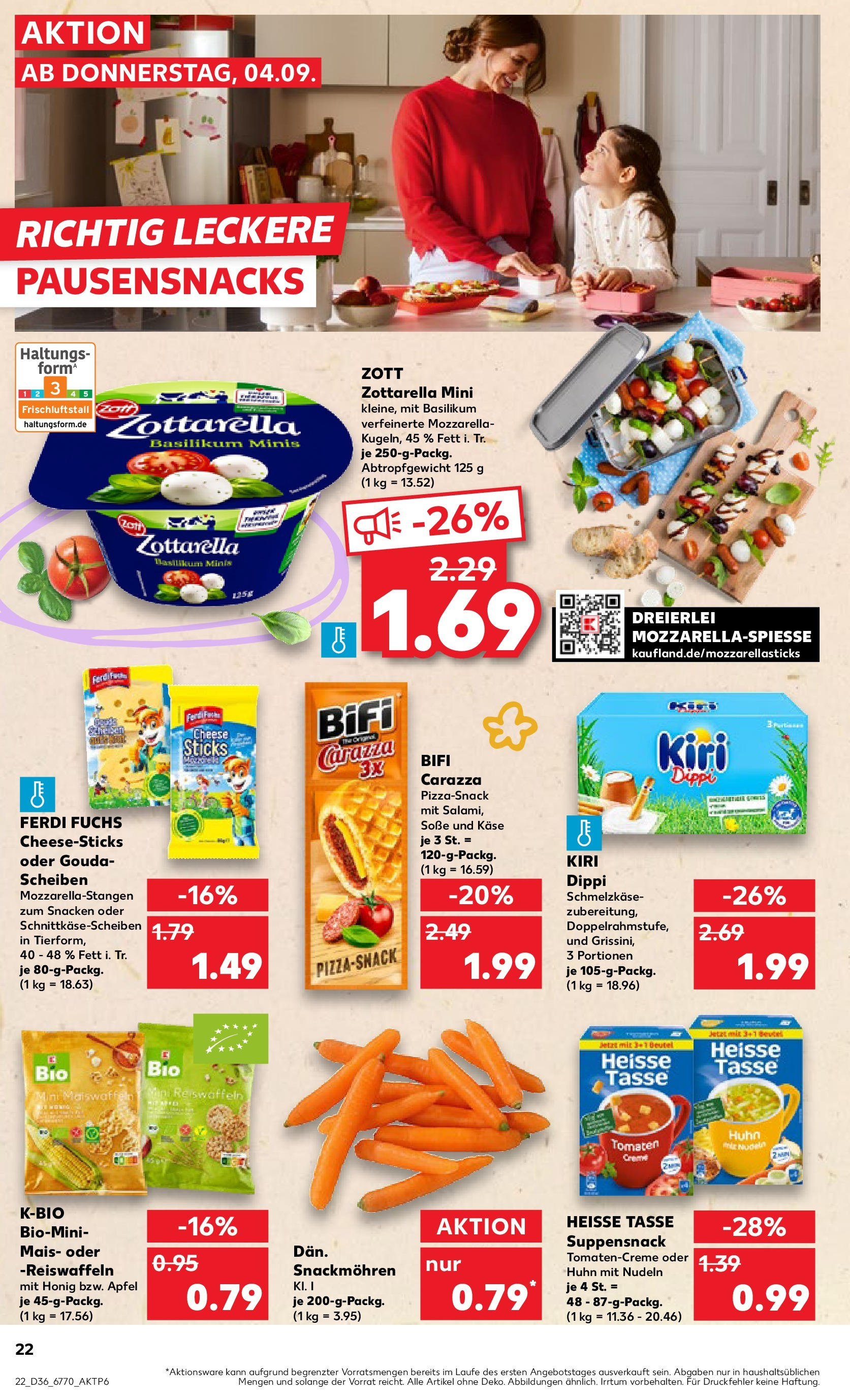 Prospekt Kaufland ab 04.09.2025 » Angebote und Werbung Online | Seite: 22 | Produkte: Mozzarella, Bifi, Äpfel, Salami Prospekt Kaufland ab 04.09.2025 » Angebote Online zum Blättern | Seite: 22 | Produkte: Mozzarella, Bifi, Äpfel, Salami