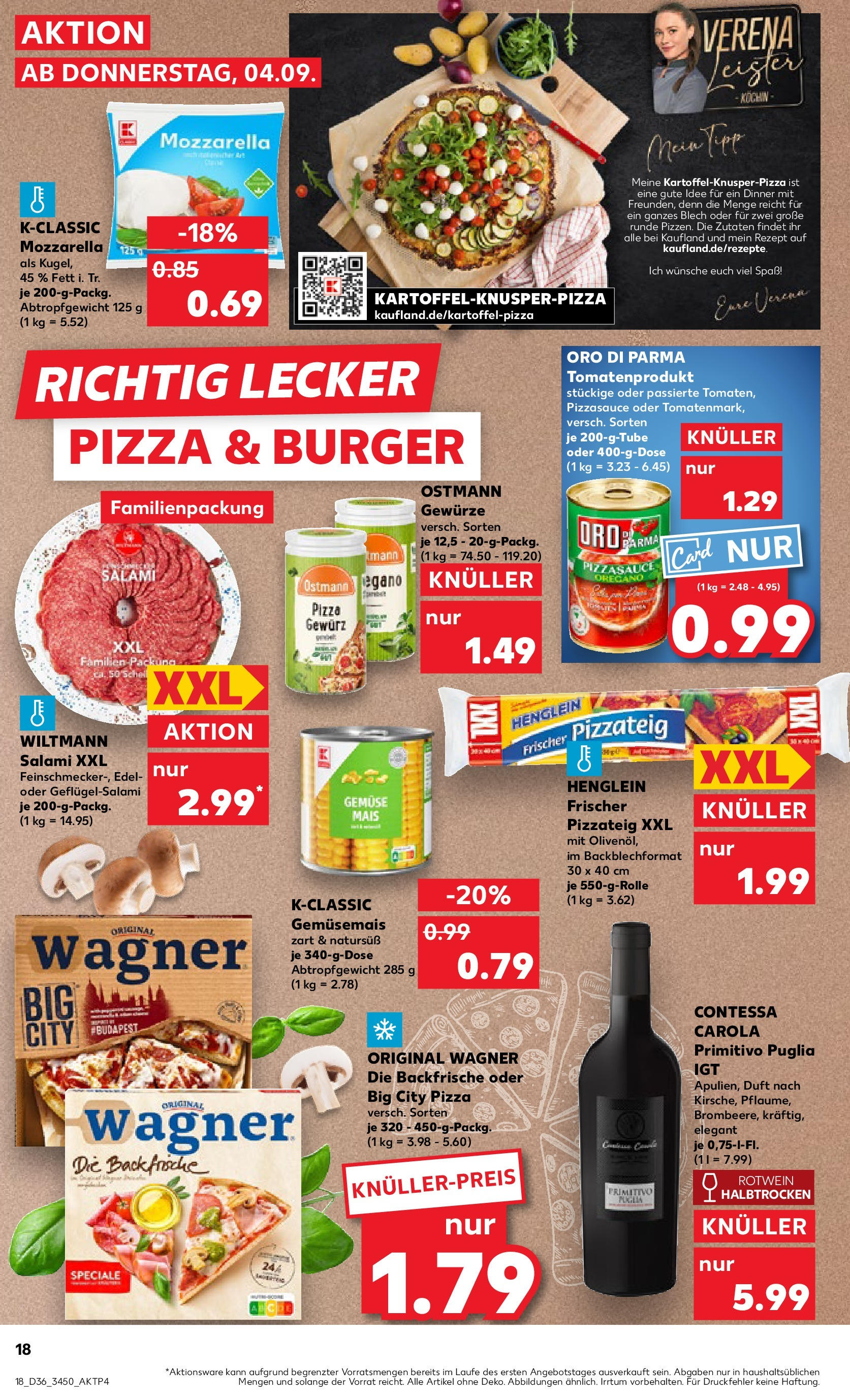 Prospekt Kaufland ab 04.09.2025 » Angebote und Werbung Online | Seite: 18 | Produkte: Mozzarella, Oro di parma, Gewürze, Salami Prospekt Kaufland ab 04.09.2025 » Angebote Online zum Blättern | Seite: 18 | Produkte: Mozzarella, Oro di parma, Gewürze, Salami