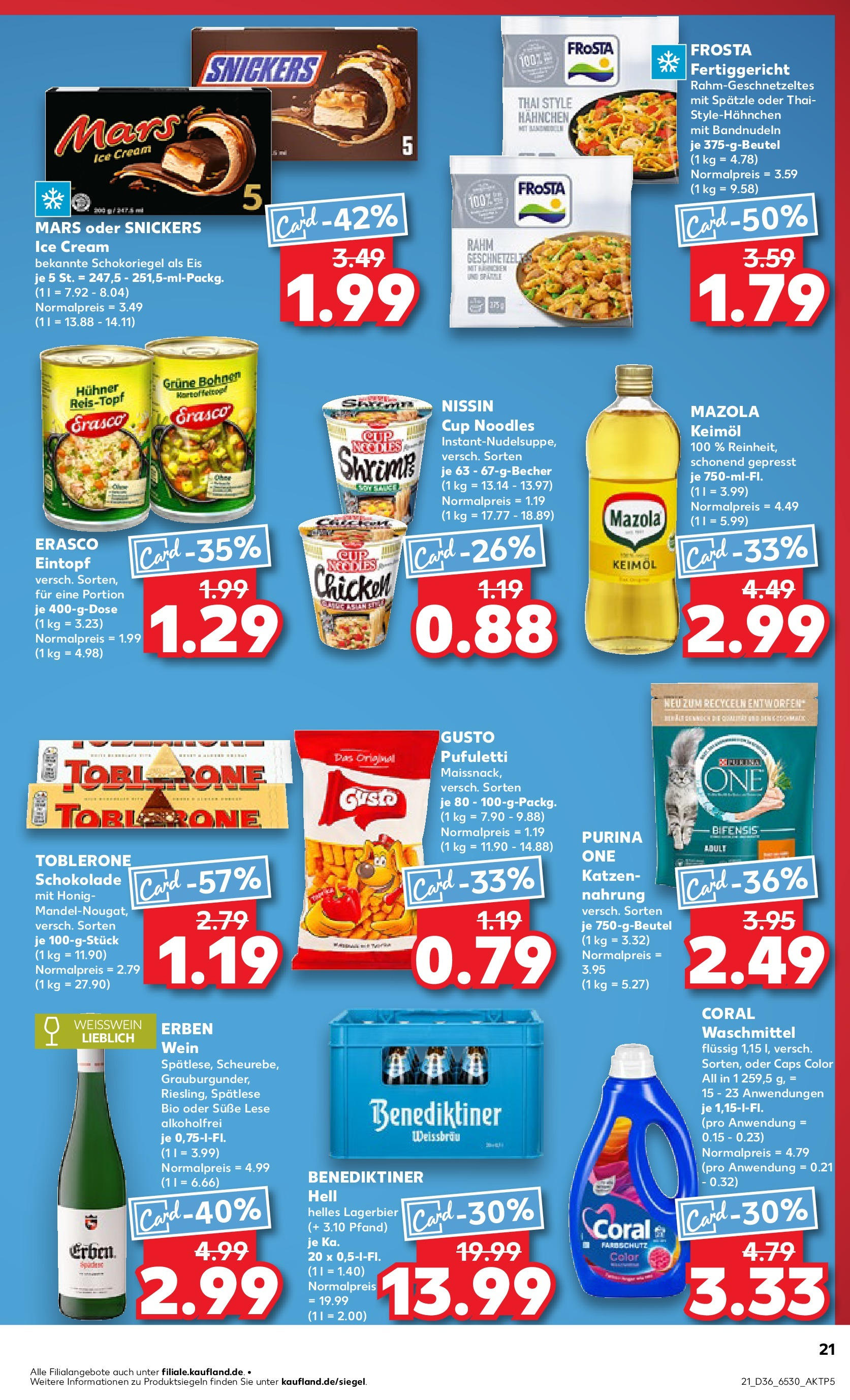 Prospekt Kaufland ab 04.09.2025 » Angebote und Werbung Online | Seite: 21 | Produkte: Schokolade, Benediktiner hell, Snickers, Wein Prospekt Kaufland ab 04.09.2025 » Angebote Online zum Blättern | Seite: 21 | Produkte: Schokolade, Benediktiner hell, Snickers, Wein