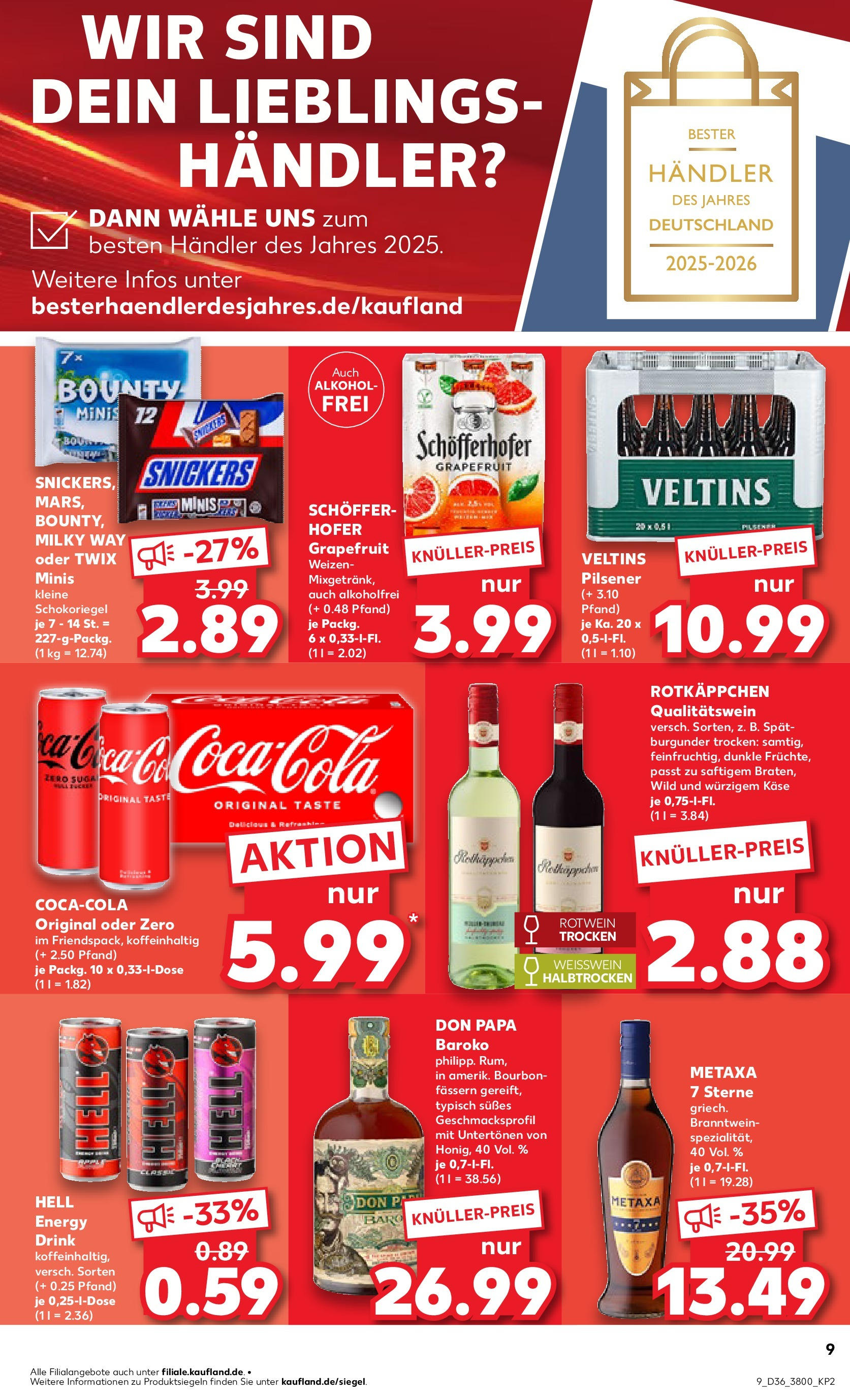 Prospekt Kaufland ab 04.09.2025 » Angebote und Werbung Online | Seite: 9 | Produkte: Energy, Rum, Snickers, Veltins Prospekt Kaufland ab 04.09.2025 » Angebote Online zum Blättern | Seite: 9 | Produkte: Energy, Rum, Snickers, Veltins