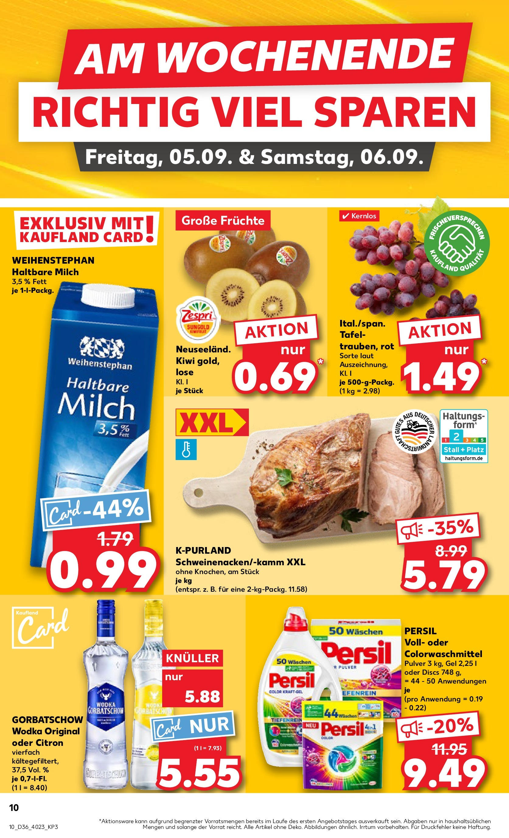 Prospekt Kaufland ab 04.09.2025 » Angebote Online zum Blättern | Seite: 10 | Produkte: Haltbare milch, Wodka gorbatschow, Kiwi, Wodka