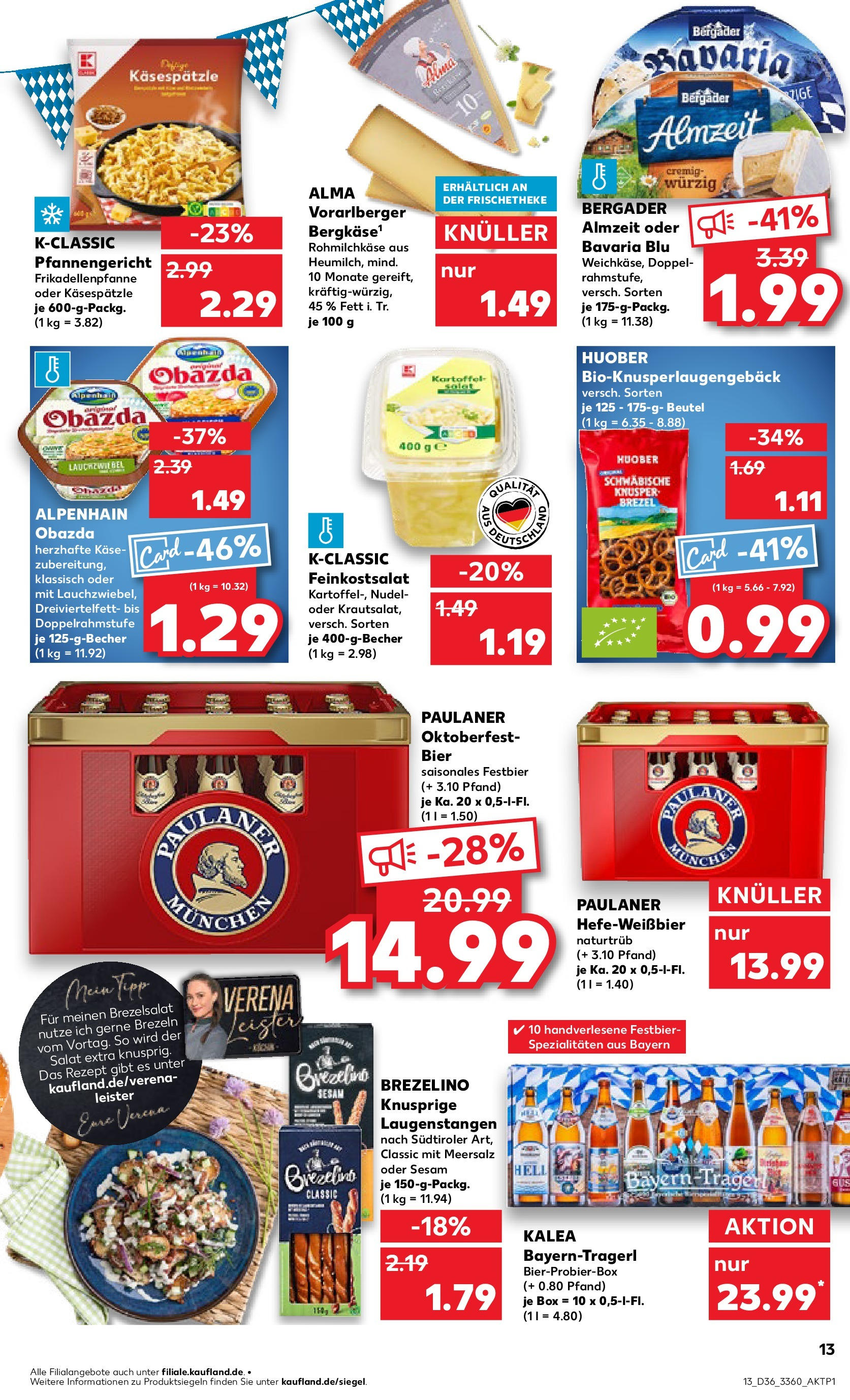 Prospekt Kaufland ab 04.09.2025 » Angebote und Werbung Online | Seite: 13 | Produkte: Käse, Box, Salat, Paulaner Prospekt Kaufland ab 04.09.2025 » Angebote Online zum Blättern | Seite: 13 | Produkte: Käse, Box, Salat, Paulaner