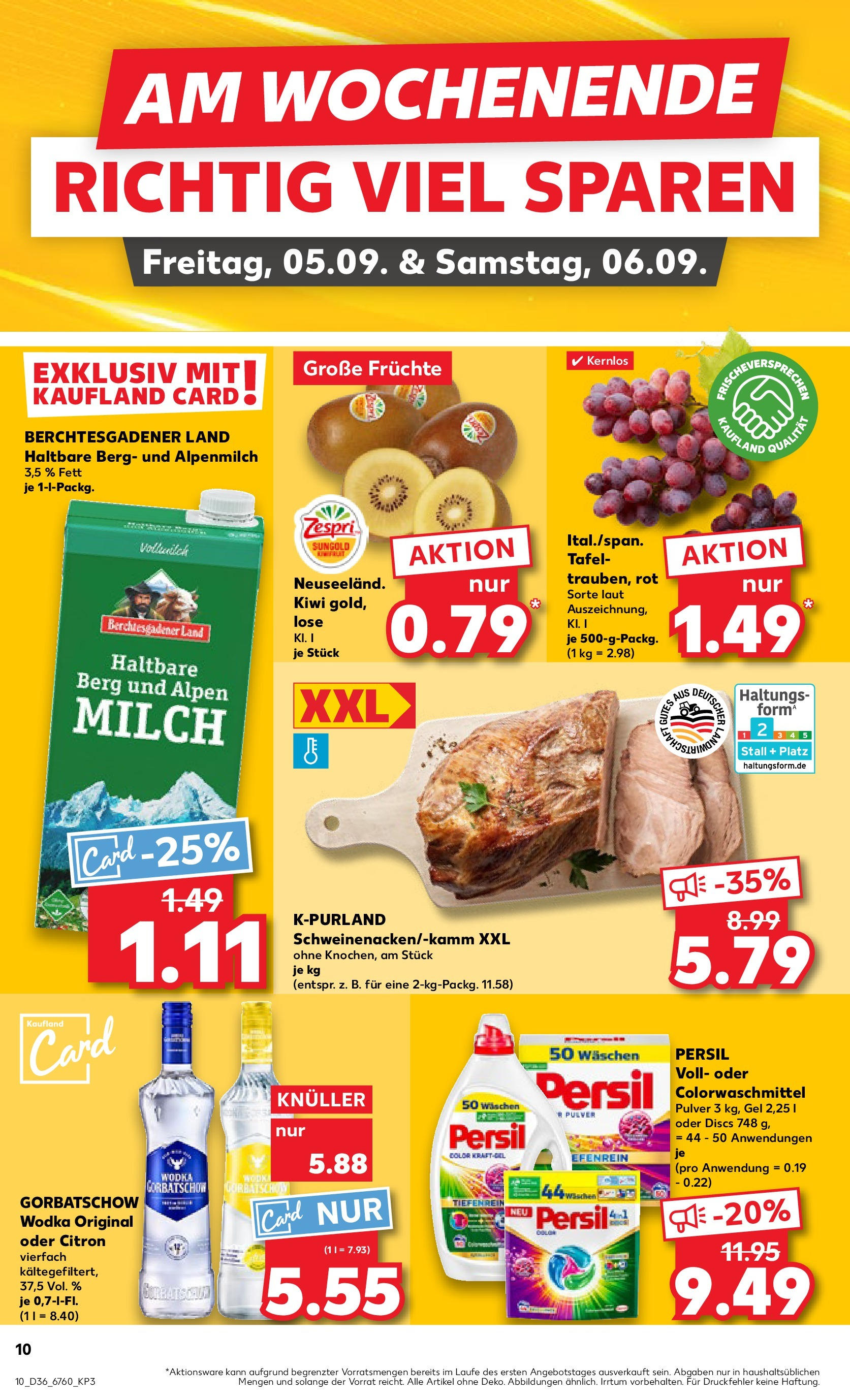Prospekt Kaufland ab 04.09.2025 » Angebote Online zum Blättern | Seite: 10 | Produkte: Milch, Wodka gorbatschow, Wodka, Persil