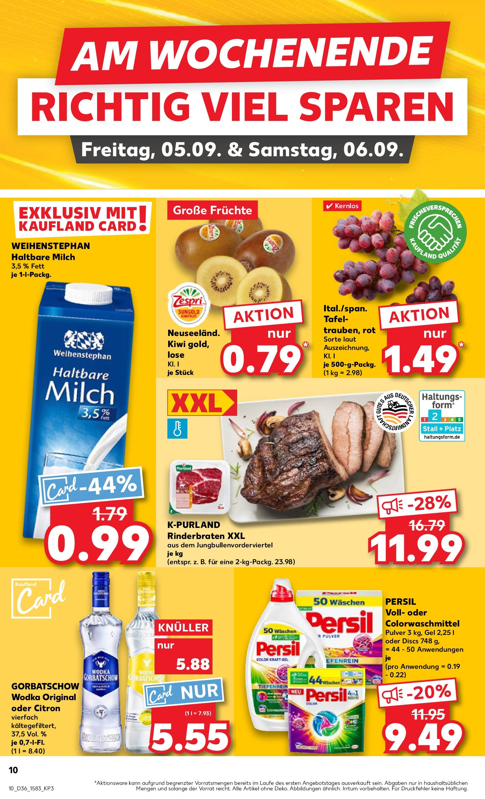 Prospekt Kaufland ab 04.09.2025 » Angebote Online zum Blättern | Seite: 10 | Produkte: Haltbare milch, Wodka gorbatschow, Kiwi, Persil