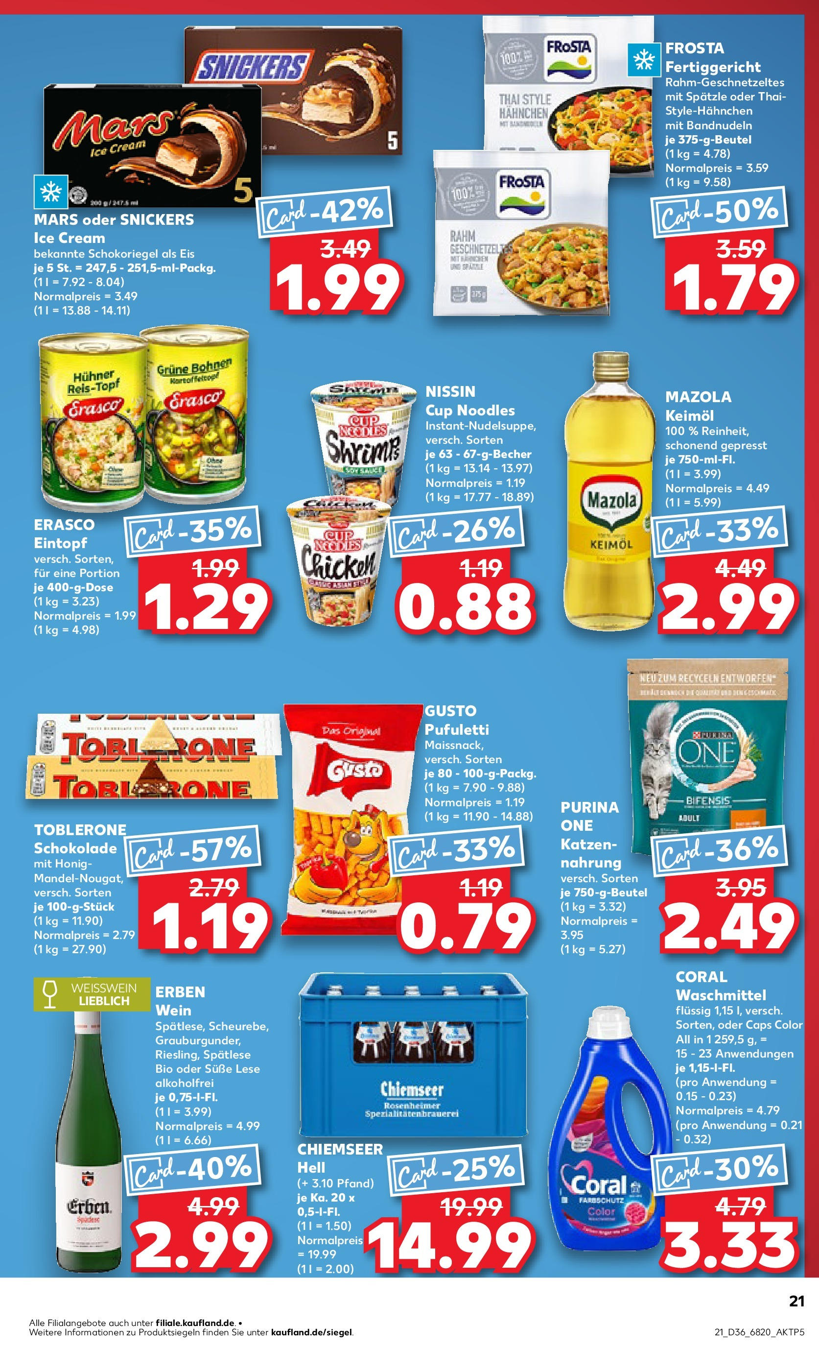 Prospekt Kaufland ab 04.09.2025 » Angebote und Werbung Online | Seite: 21 | Produkte: Snickers, Mars, Waschmittel, Eis Prospekt Kaufland ab 04.09.2025 » Angebote Online zum Blättern | Seite: 21 | Produkte: Snickers, Mars, Waschmittel, Eis