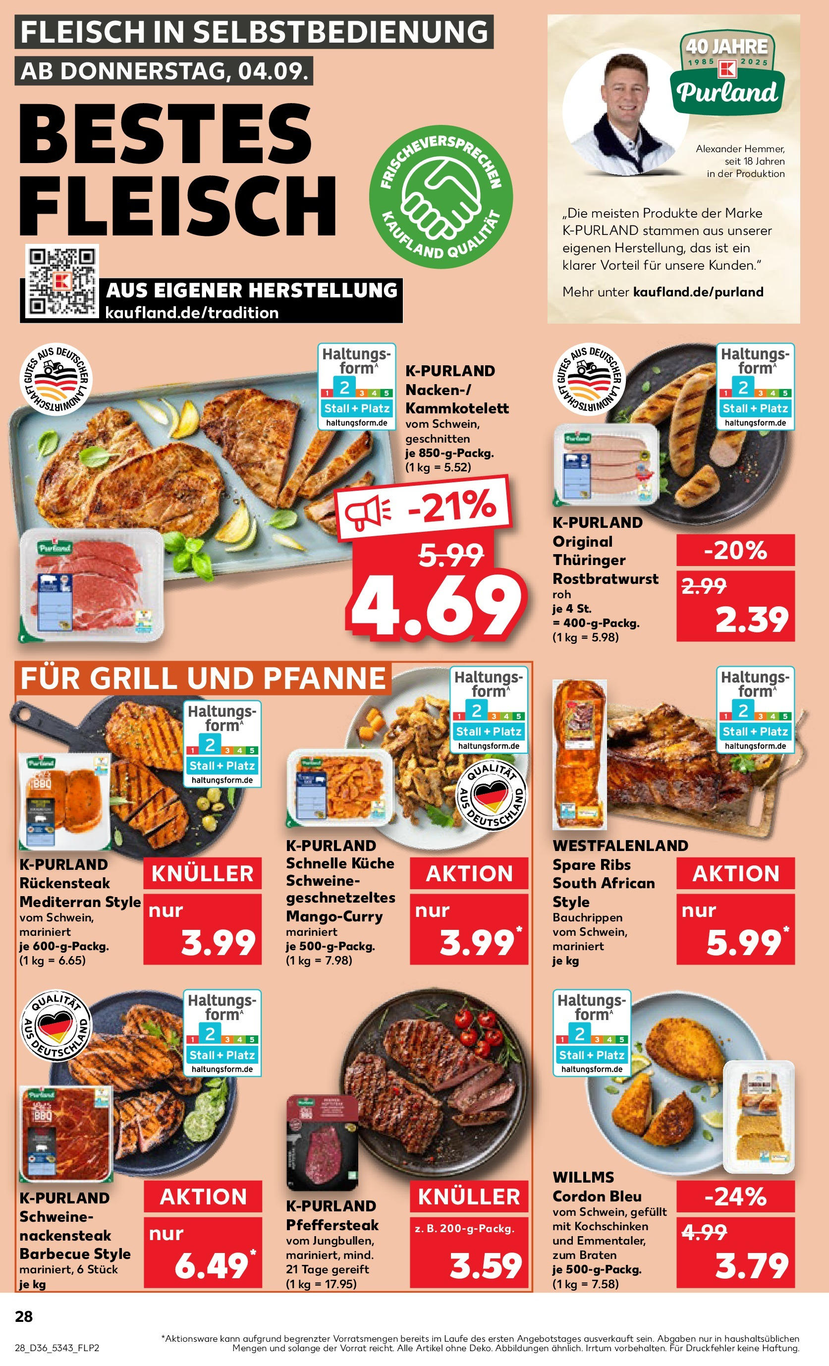 Prospekt Kaufland ab 04.09.2025 » Angebote Online zum Blättern | Seite: 28 | Produkte: Küche, Spare ribs, Steak, Fleisch