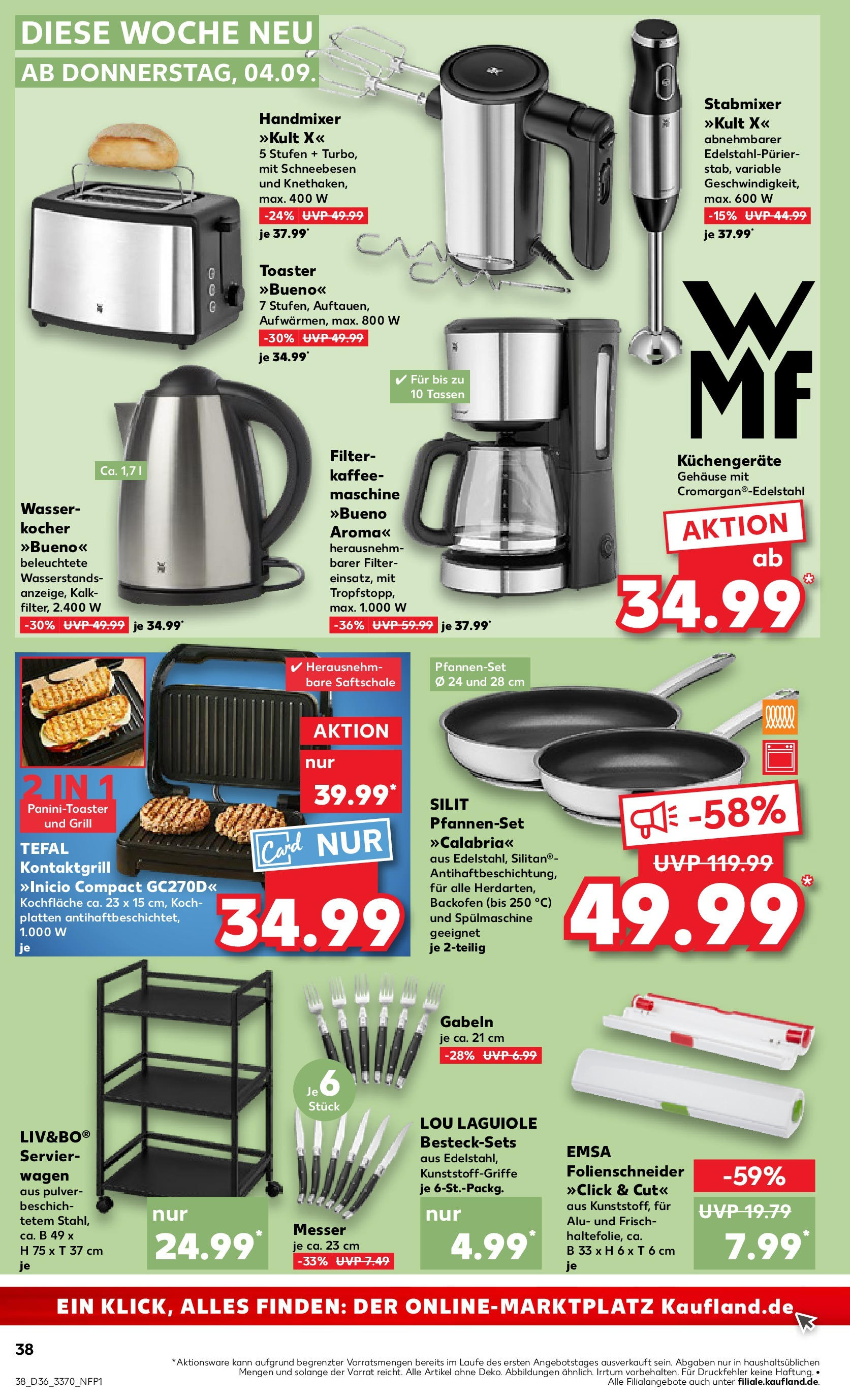 Prospekt Kaufland ab 04.09.2025 » Angebote und Werbung Online | Seite: 38 | Produkte: Wasserkocher, Mixer, Toaster, Kaffee Prospekt Kaufland ab 04.09.2025 » Angebote Online zum Blättern | Seite: 38 | Produkte: Wasserkocher, Mixer, Toaster, Kaffee