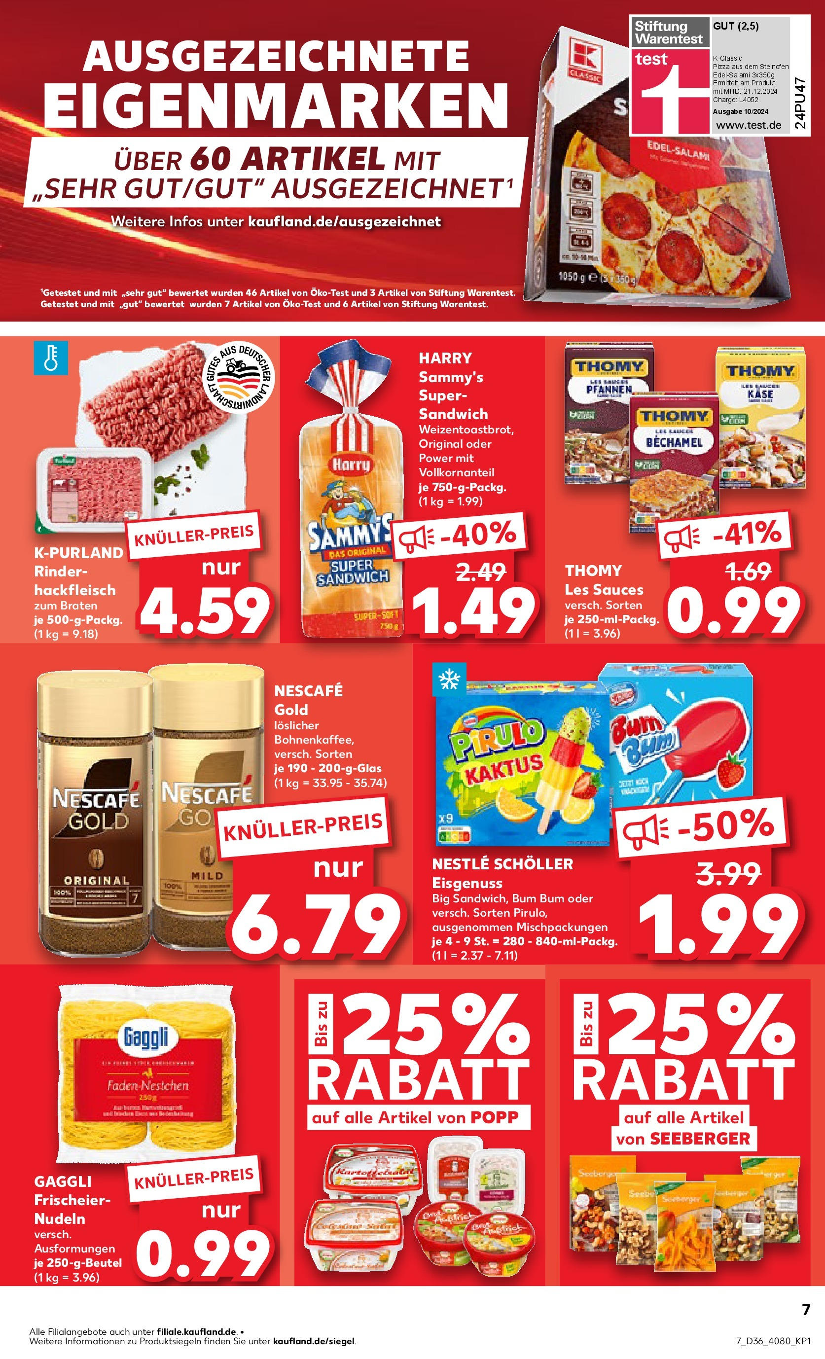 Prospekt Kaufland ab 04.09.2025 » Angebote Online zum Blättern | Seite: 7 | Produkte: Nescafe, Thomy les sauces, Pizza, Hackfleisch