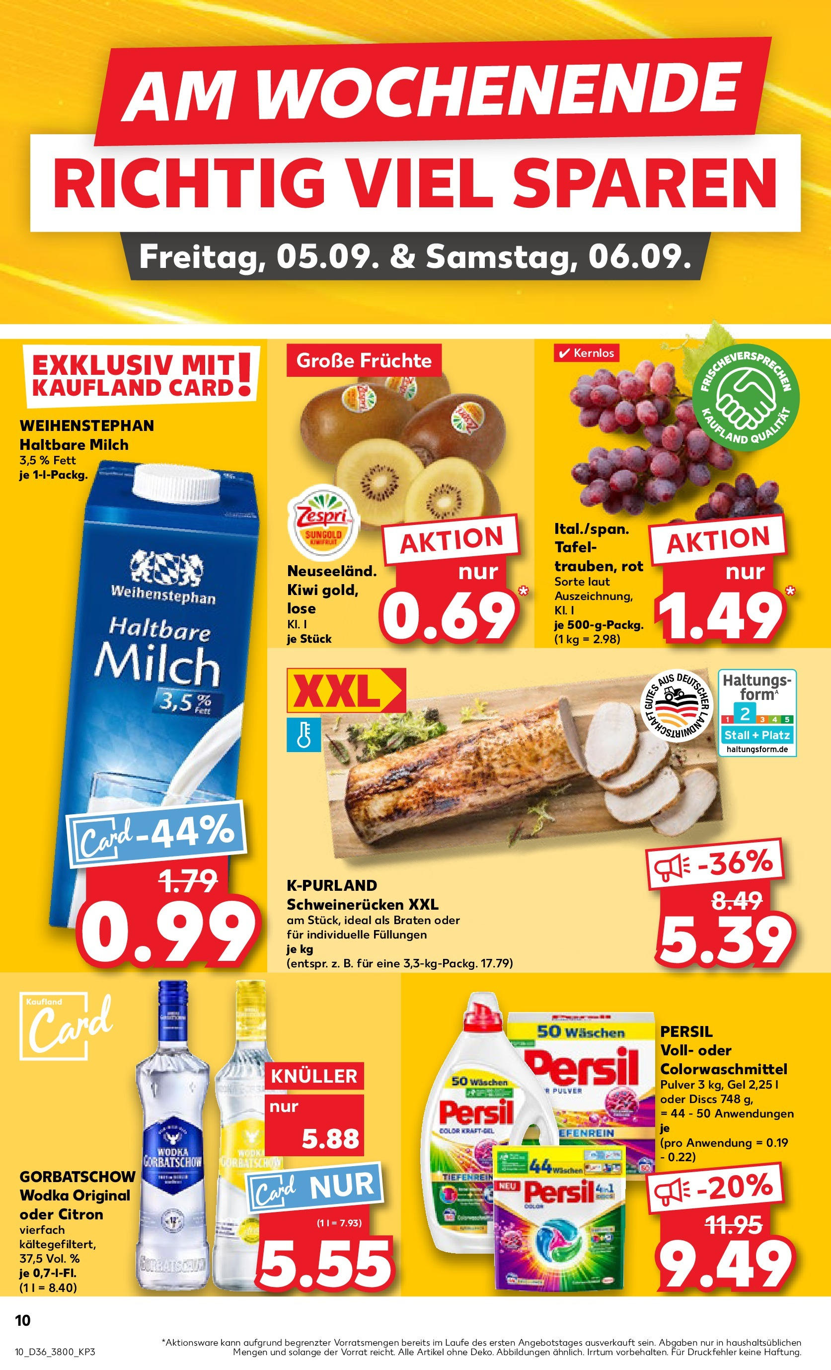 Prospekt Kaufland ab 04.09.2025 » Angebote Online zum Blättern | Seite: 10 | Produkte: Milch, Schweinerucken, Wodka, Persil
