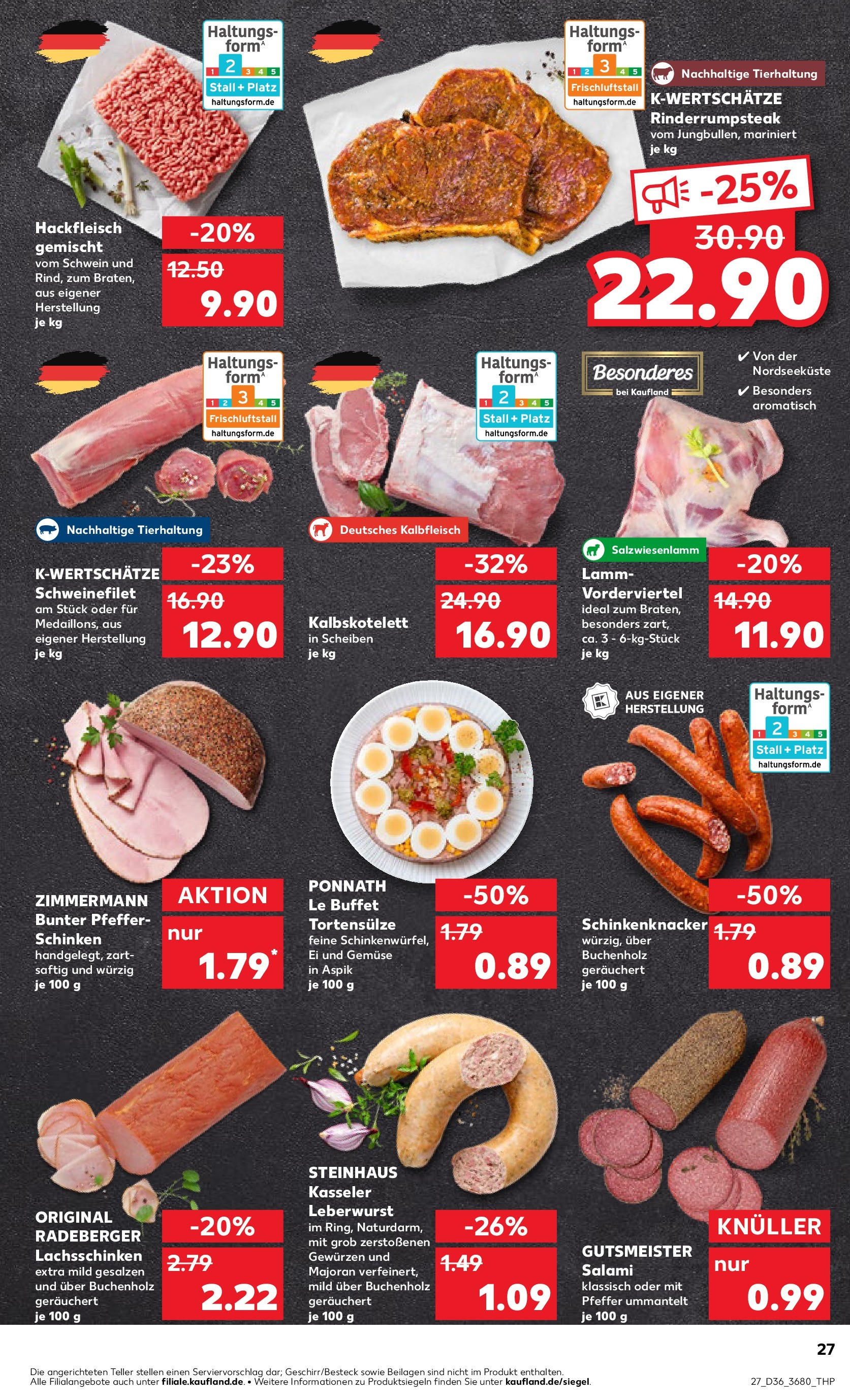 Prospekt Kaufland ab 04.09.2025 » Angebote Online zum Blättern | Seite: 27 | Produkte: Rumpsteak, Gemüse, Pfeffer, Schinken