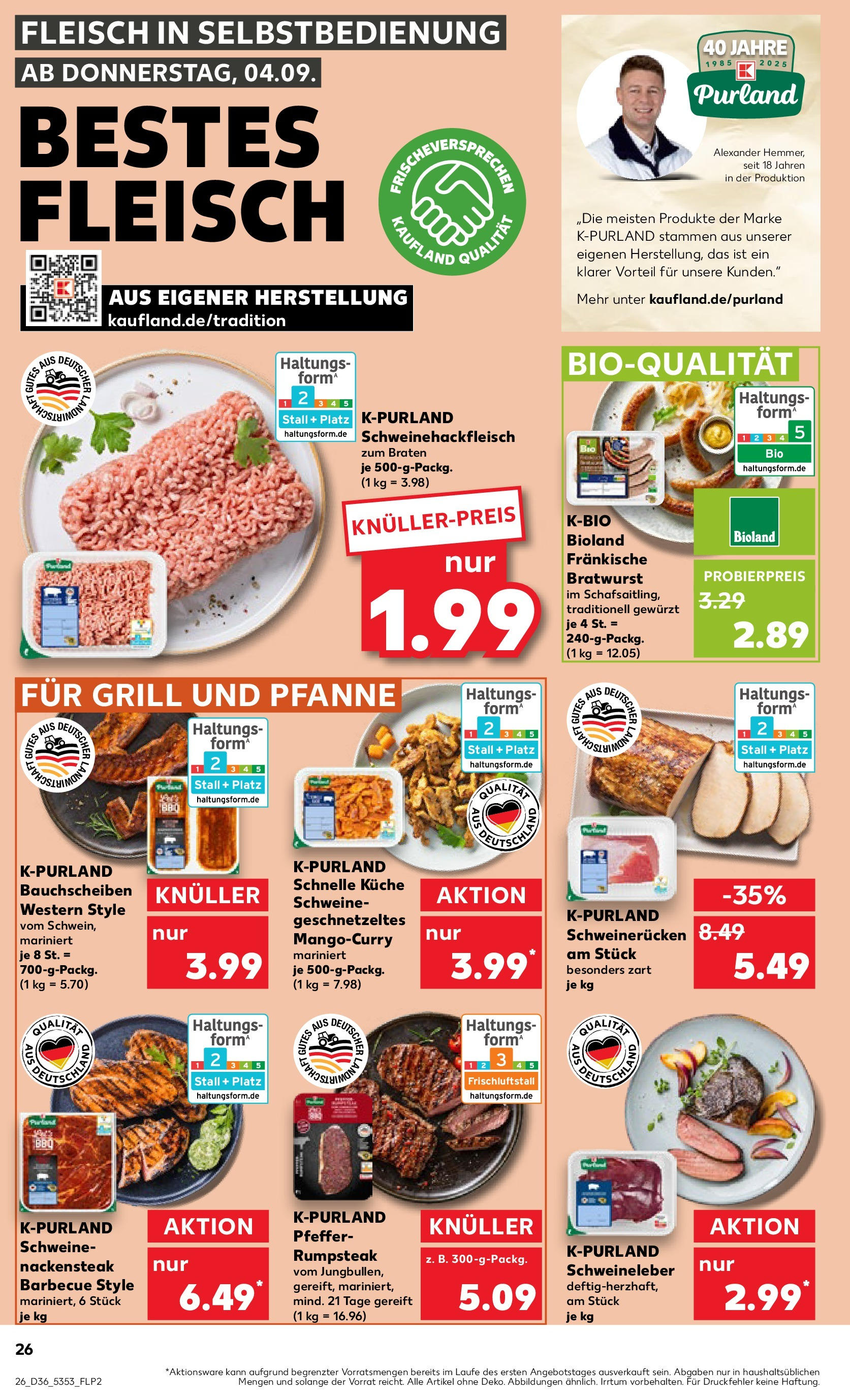 Prospekt Kaufland ab 04.09.2025 » Angebote und Werbung Online | Seite: 26 | Produkte: Küche, Schweinerucken, Steak, Fleisch Prospekt Kaufland ab 04.09.2025 » Angebote Online zum Blättern | Seite: 26 | Produkte: Küche, Schweinerucken, Steak, Fleisch