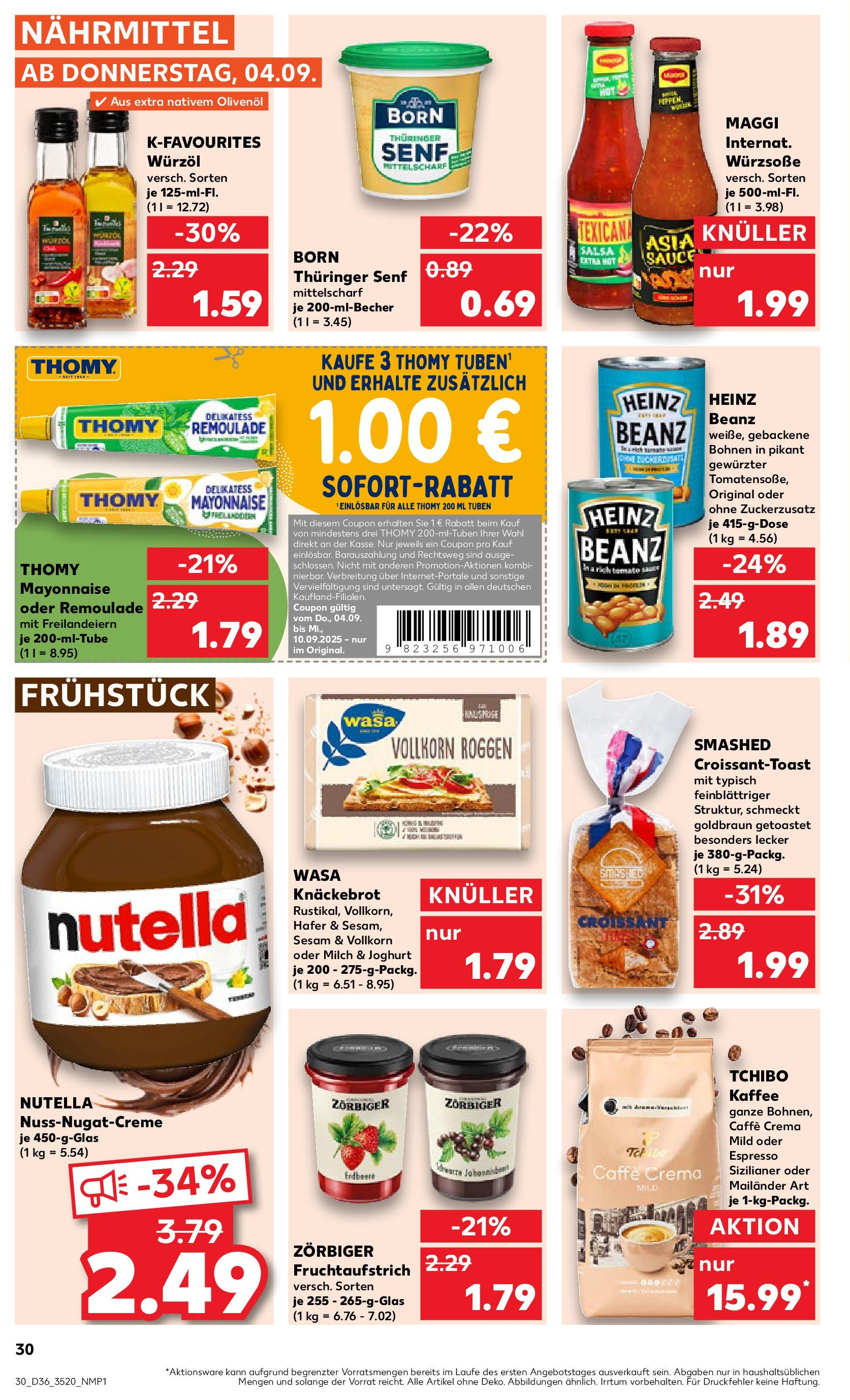 Prospekt Kaufland ab 04.09.2025 » Angebote und Werbung Online | Seite: 30 | Produkte: Milch, Olivenol, Nutella, Mayonnaise Prospekt Kaufland ab 04.09.2025 » Angebote Online zum Blättern | Seite: 30 | Produkte: Milch, Olivenol, Nutella, Mayonnaise