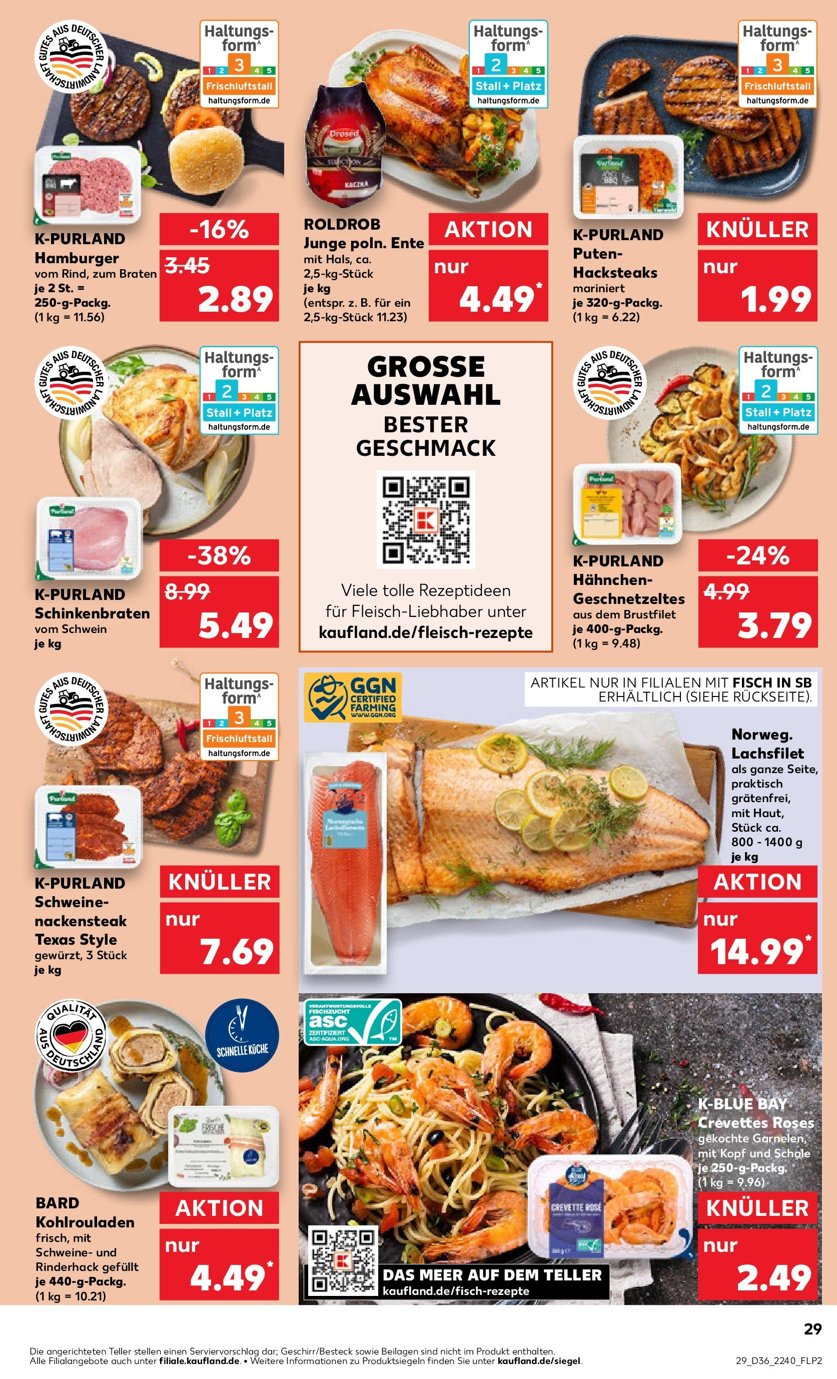 Prospekt Kaufland ab 04.09.2025 » Angebote Online zum Blättern | Seite: 29 | Produkte: Hahnchen, Küche, Fisch, Ente