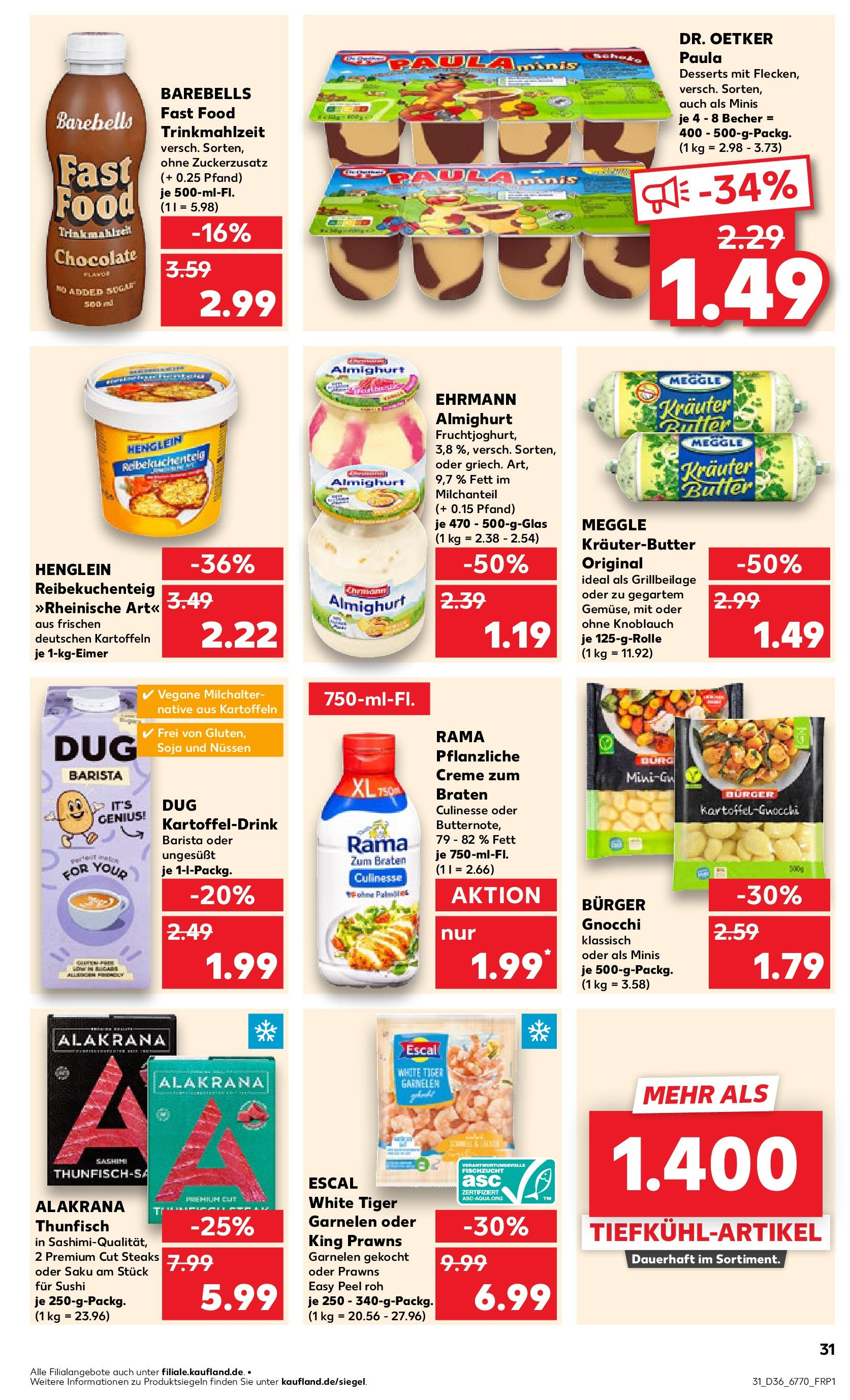 Prospekt Kaufland ab 04.09.2025 » Angebote und Werbung Online | Seite: 31 | Produkte: Ehrmann almighurt, Burger, Garnelen, Creme Prospekt Kaufland ab 04.09.2025 » Angebote Online zum Blättern | Seite: 31 | Produkte: Ehrmann almighurt, Burger, Garnelen, Creme