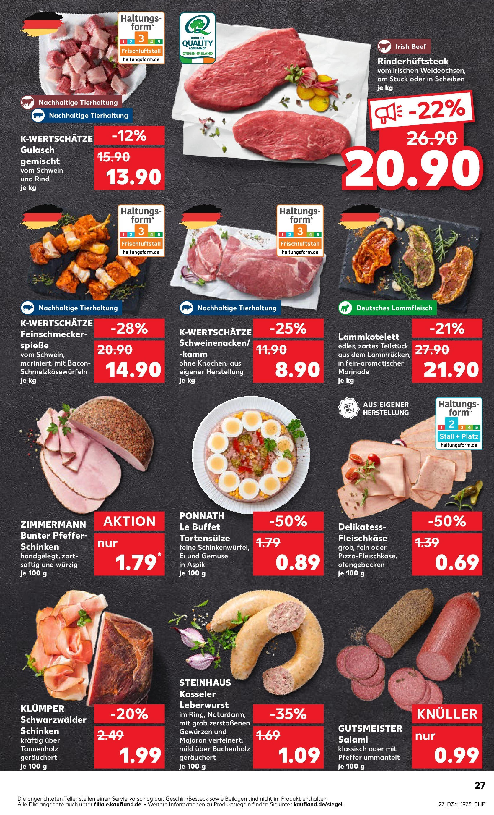 Prospekt Kaufland ab 04.09.2025 » Angebote und Werbung Online | Seite: 27 | Produkte: Gemüse, Gulasch, Salami, Schinken Prospekt Kaufland ab 04.09.2025 » Angebote Online zum Blättern | Seite: 27 | Produkte: Gemüse, Gulasch, Salami, Schinken
