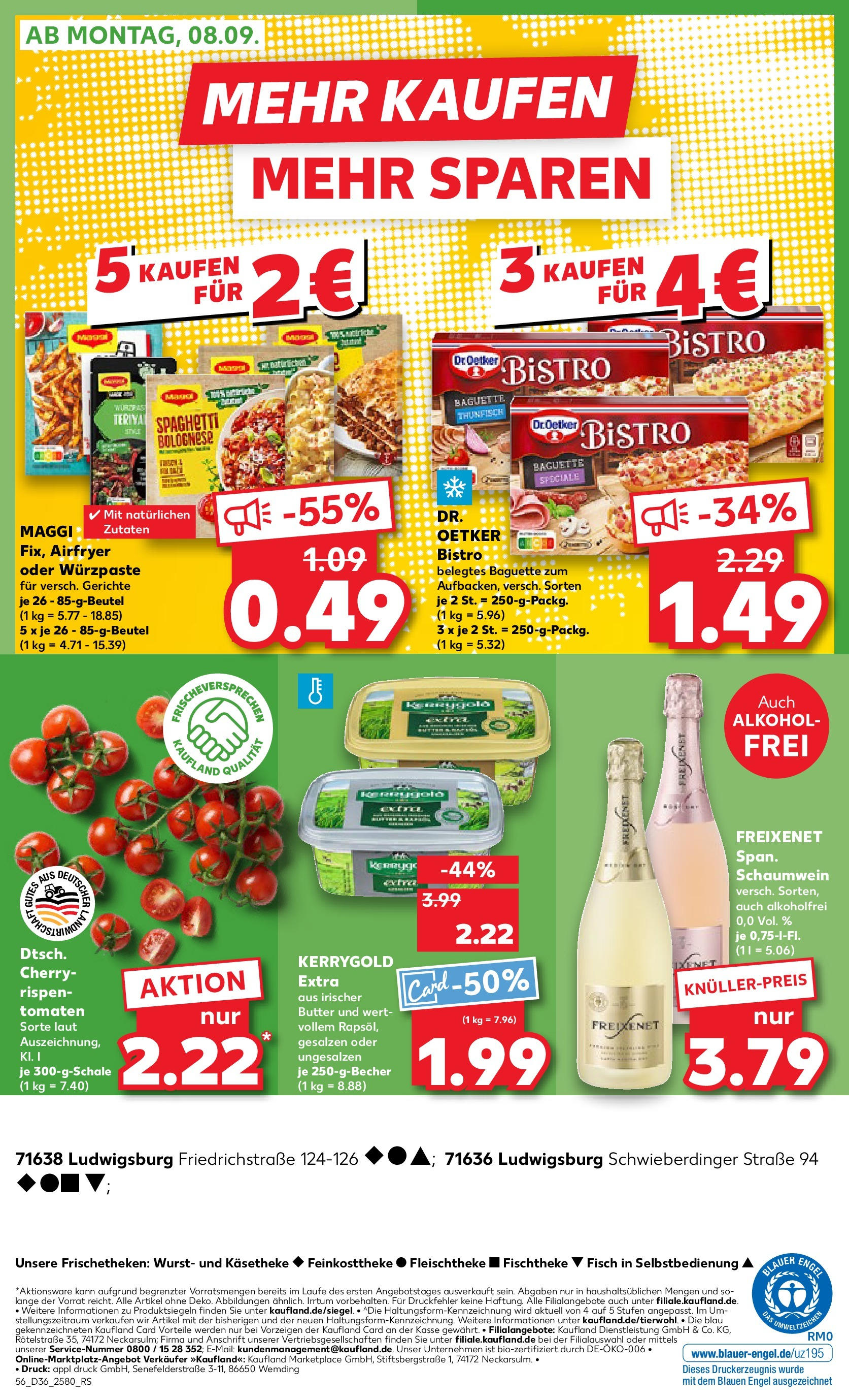 Prospekt Kaufland ab 04.09.2025 » Angebote Online zum Blättern | Seite: 56 | Produkte: Freixenet, Baguette, Tomaten, Wurst