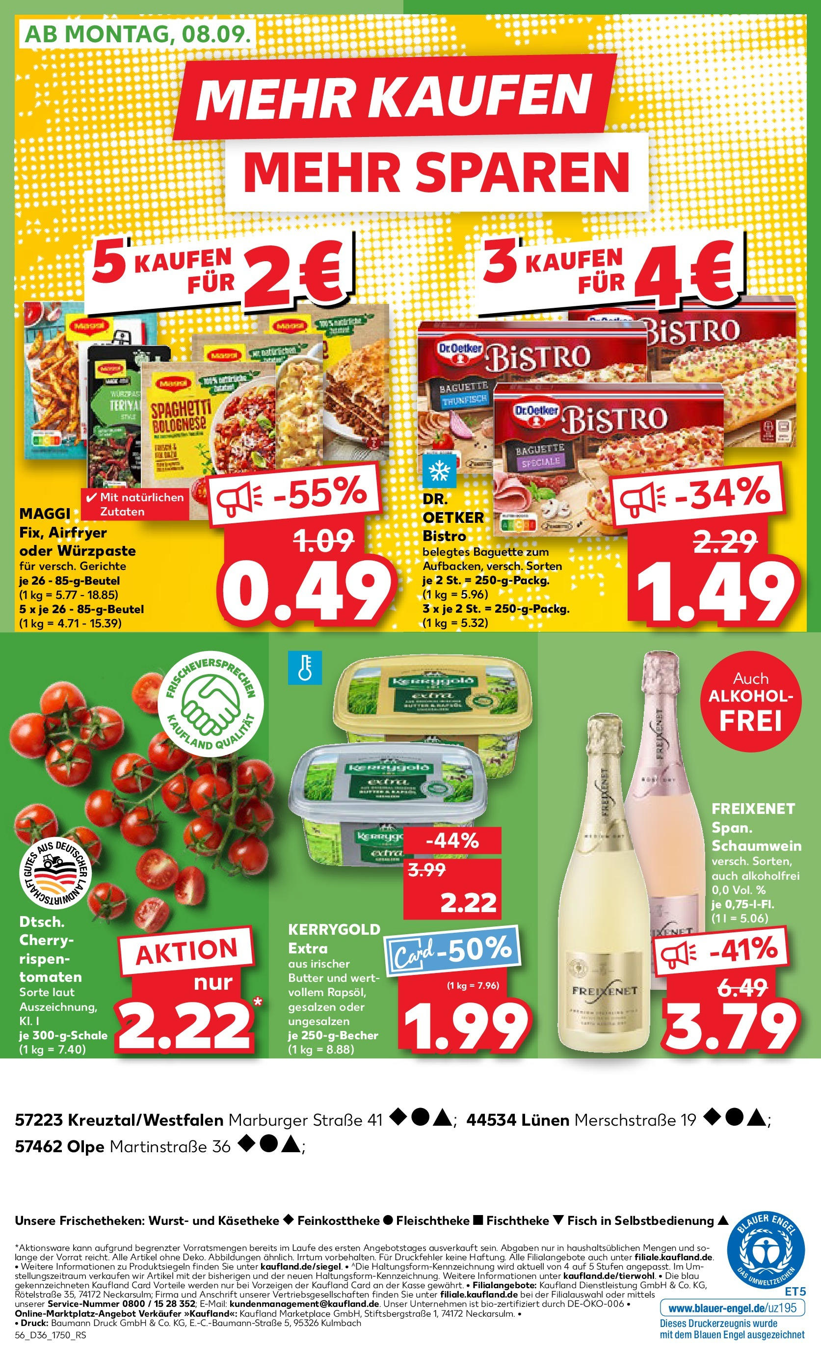 Prospekt Kaufland ab 04.09.2025 » Angebote Online zum Blättern | Seite: 56 | Produkte: Maggi, Thunfisch, Freixenet, Wurst