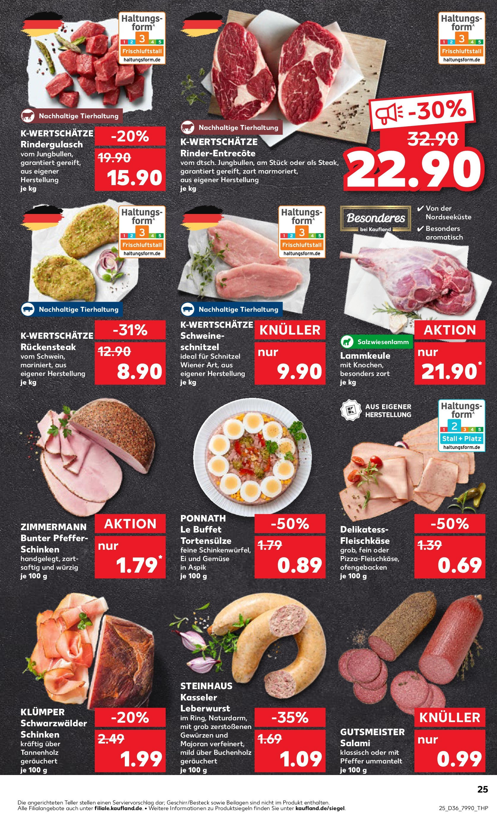 Prospekt Kaufland ab 04.09.2025 » Angebote Online zum Blättern | Seite: 25 | Produkte: Lammkeule, Schnitzel, Salami, Schinken