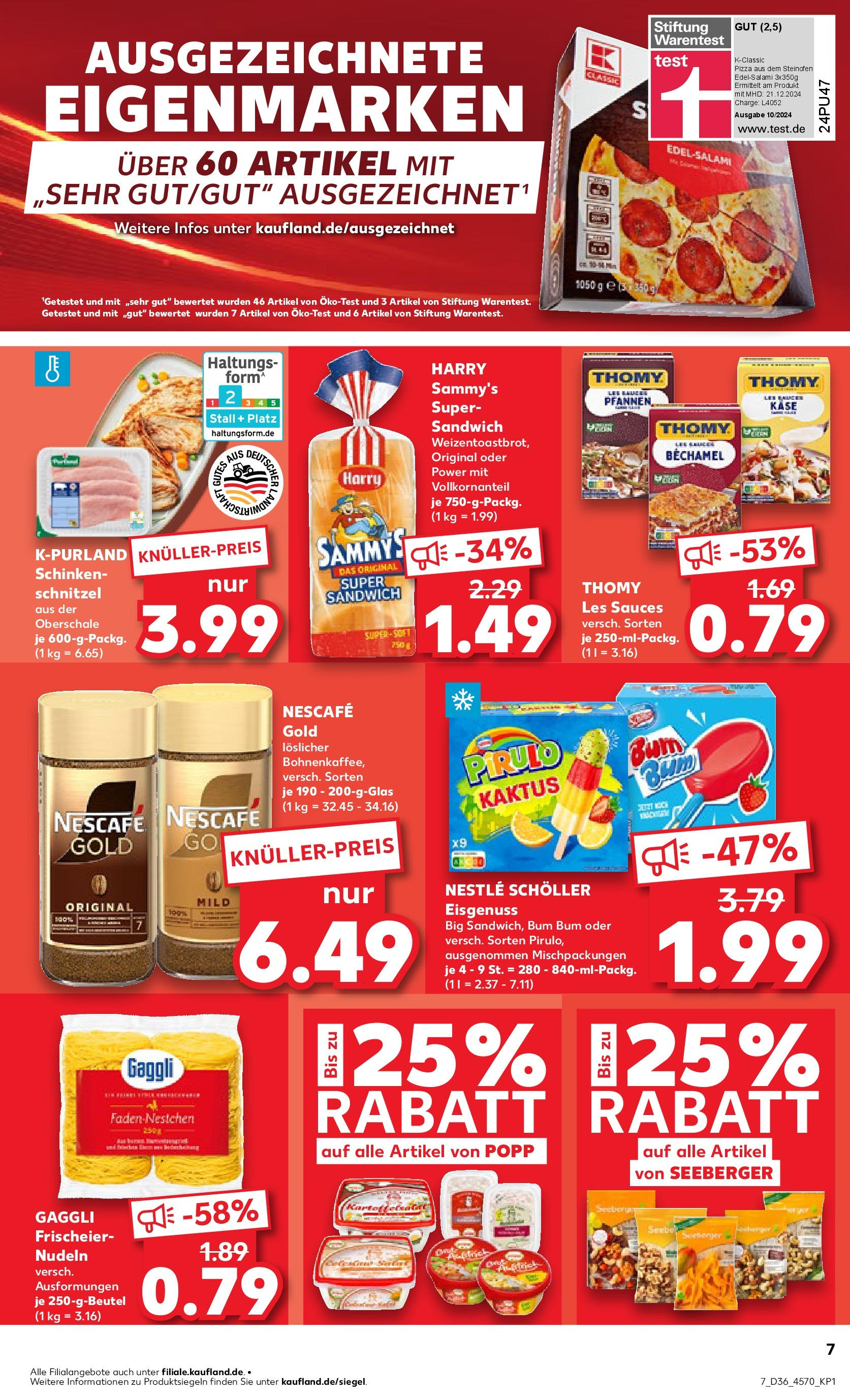 Prospekt Kaufland ab 04.09.2025 » Angebote Online zum Blättern | Seite: 7 | Produkte: Thomy les sauces, Schnitzel, Schinken, Nescafe gold