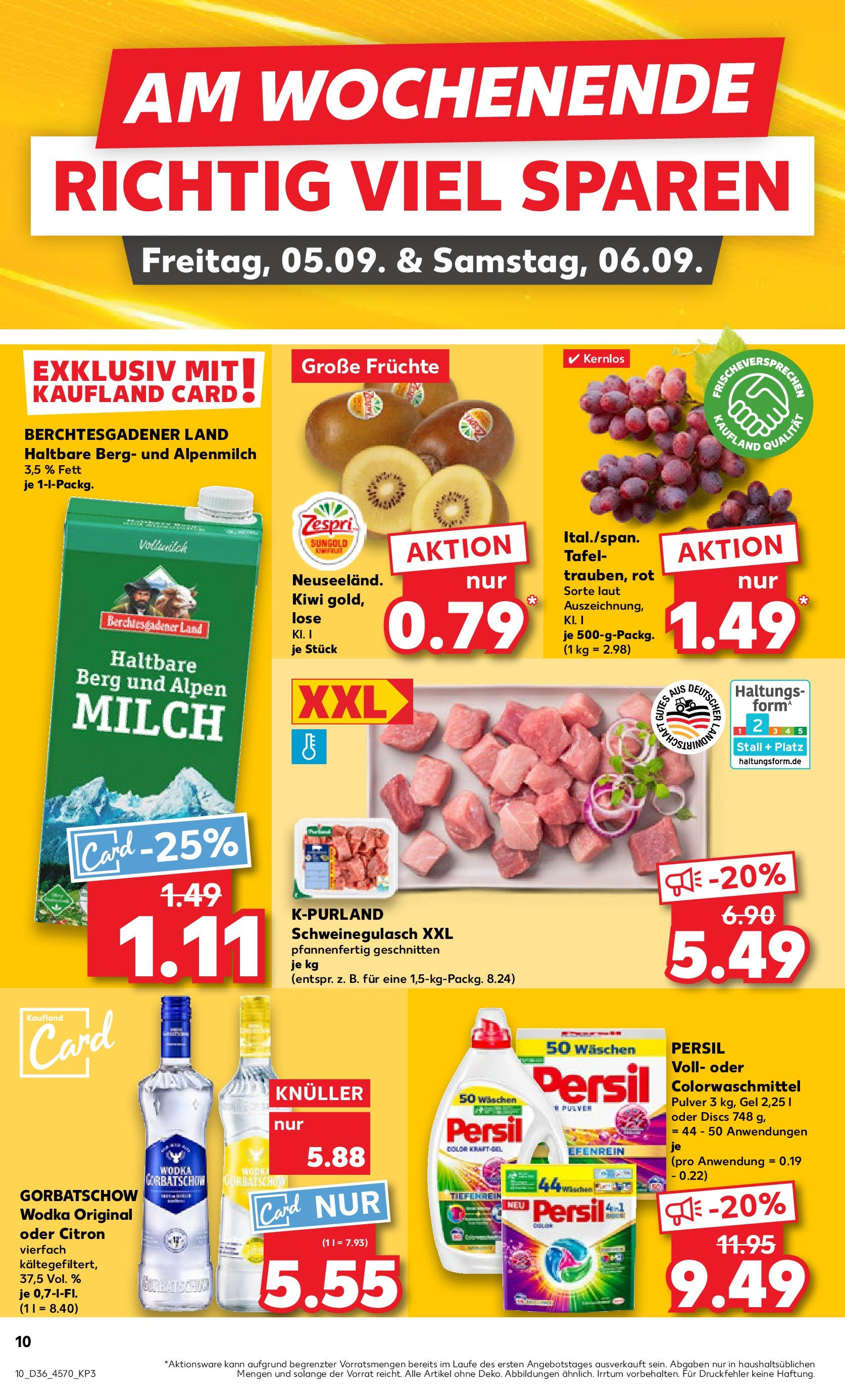 Prospekt Kaufland ab 04.09.2025 » Angebote Online zum Blättern | Seite: 10 | Produkte: Schweinegulasch, Vodka, Wodka, Persil