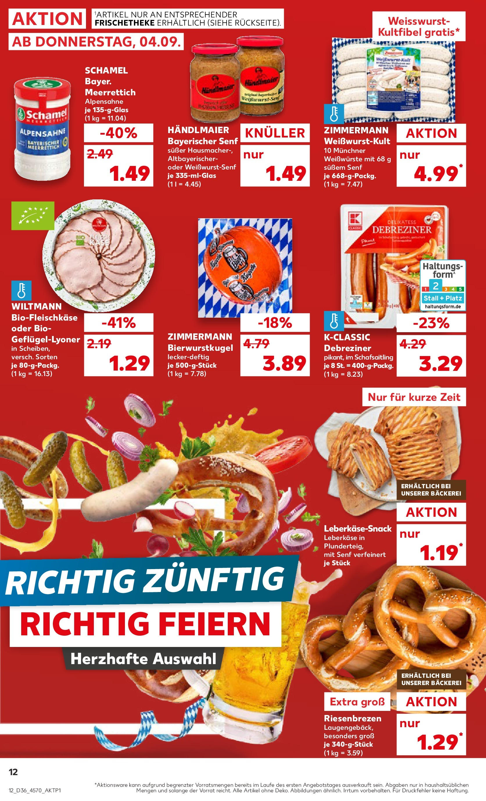 Prospekt Kaufland ab 04.09.2025 » Angebote Online zum Blättern | Seite: 12 | Produkte: Bäckerei, Weißwurst, Leberkase